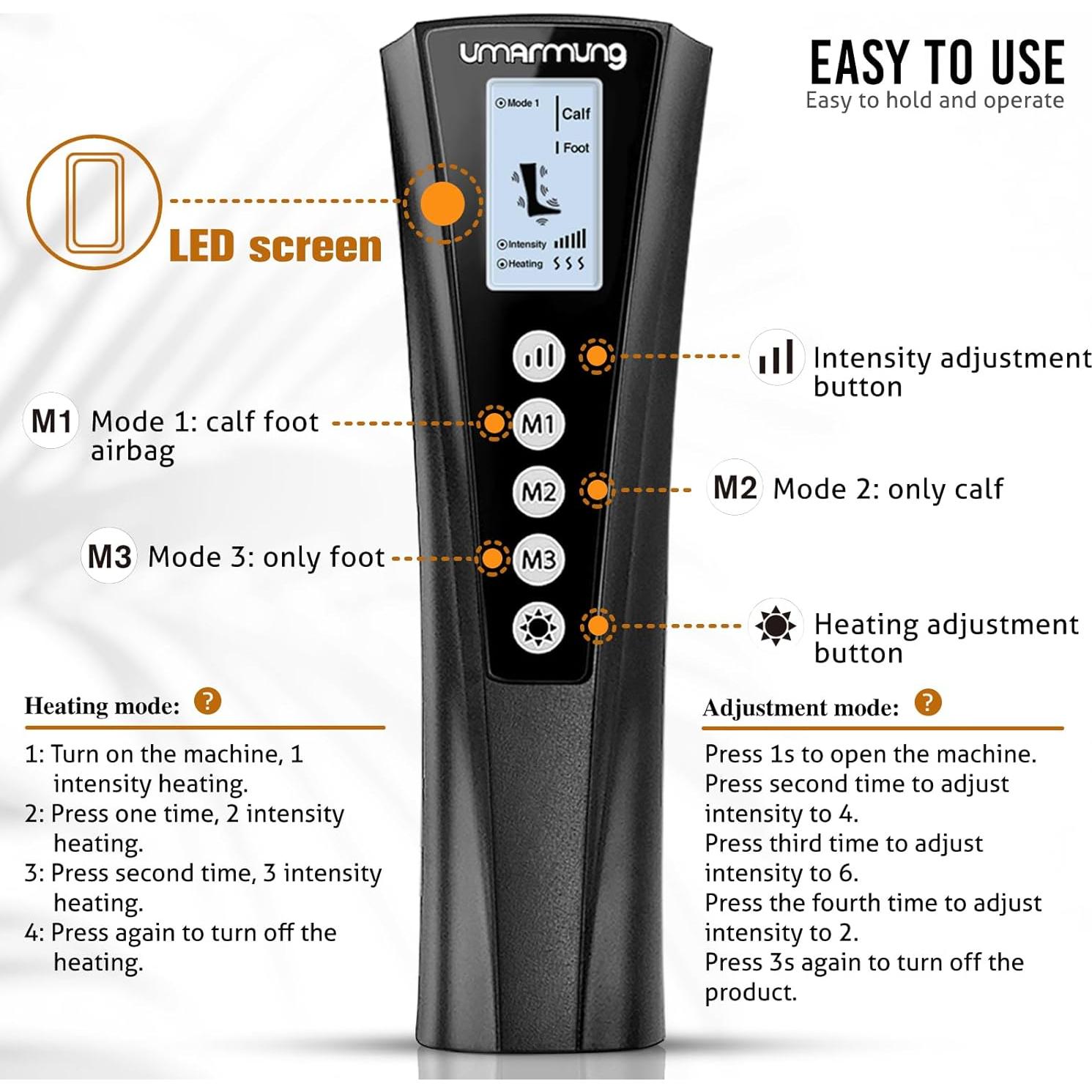 Masajeador de Piernas y Pies UMARMUNG con Calor y Compresión