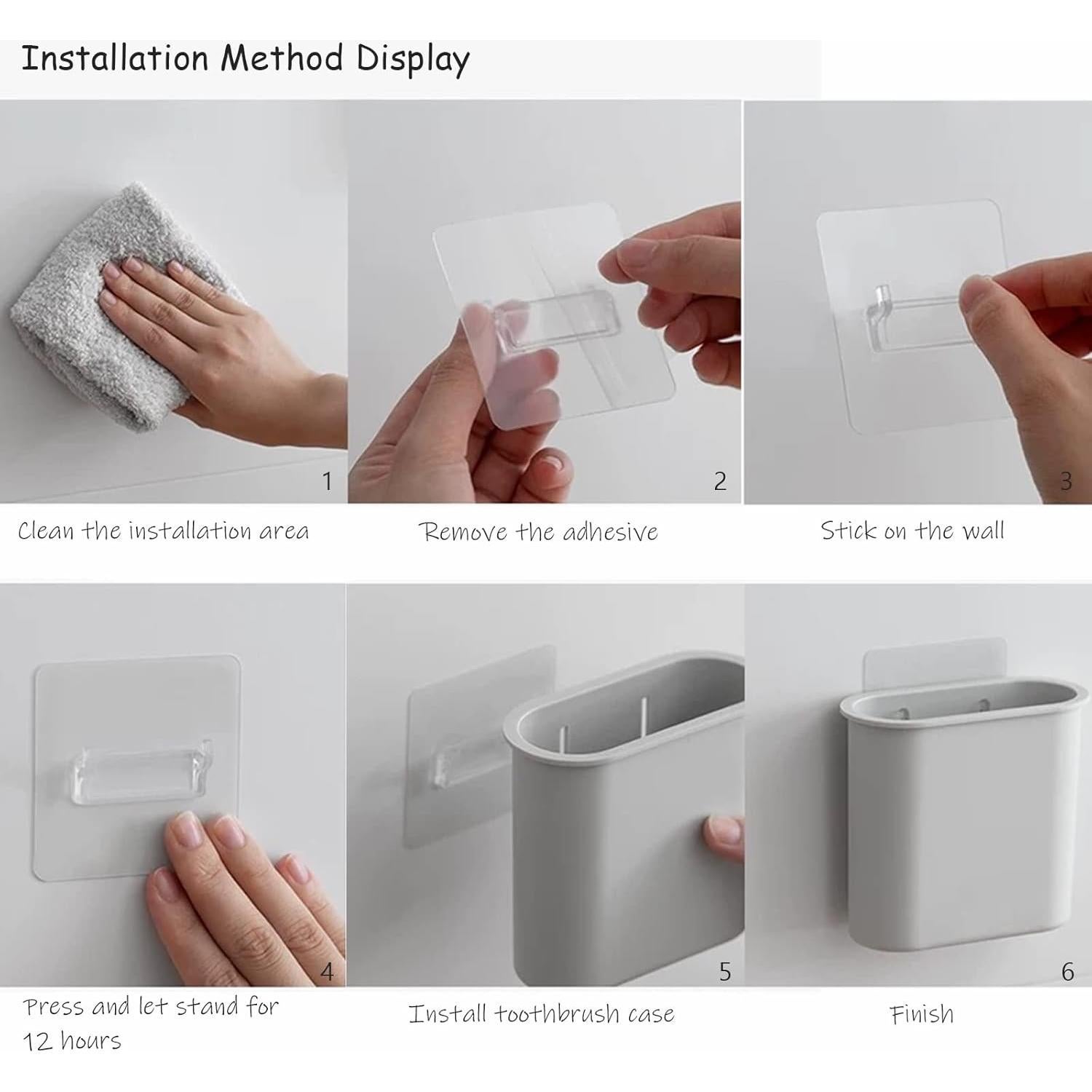 Soporte de Cepillo de Dientes Montado en Pared Kulusion Negro - 2 Piezas