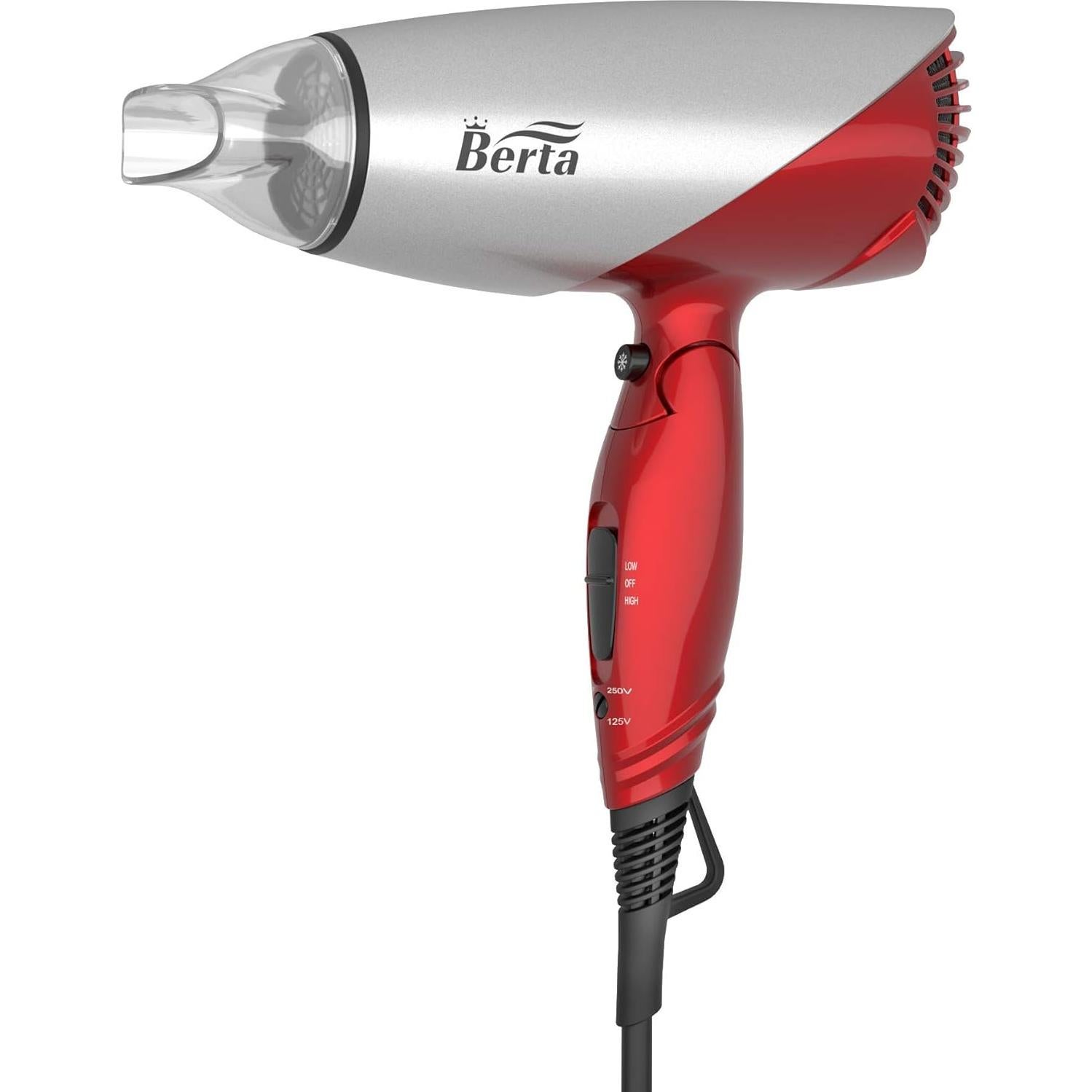 Secador de Pelo Berta 1875W Cerámico Iónico Plegable Rojo