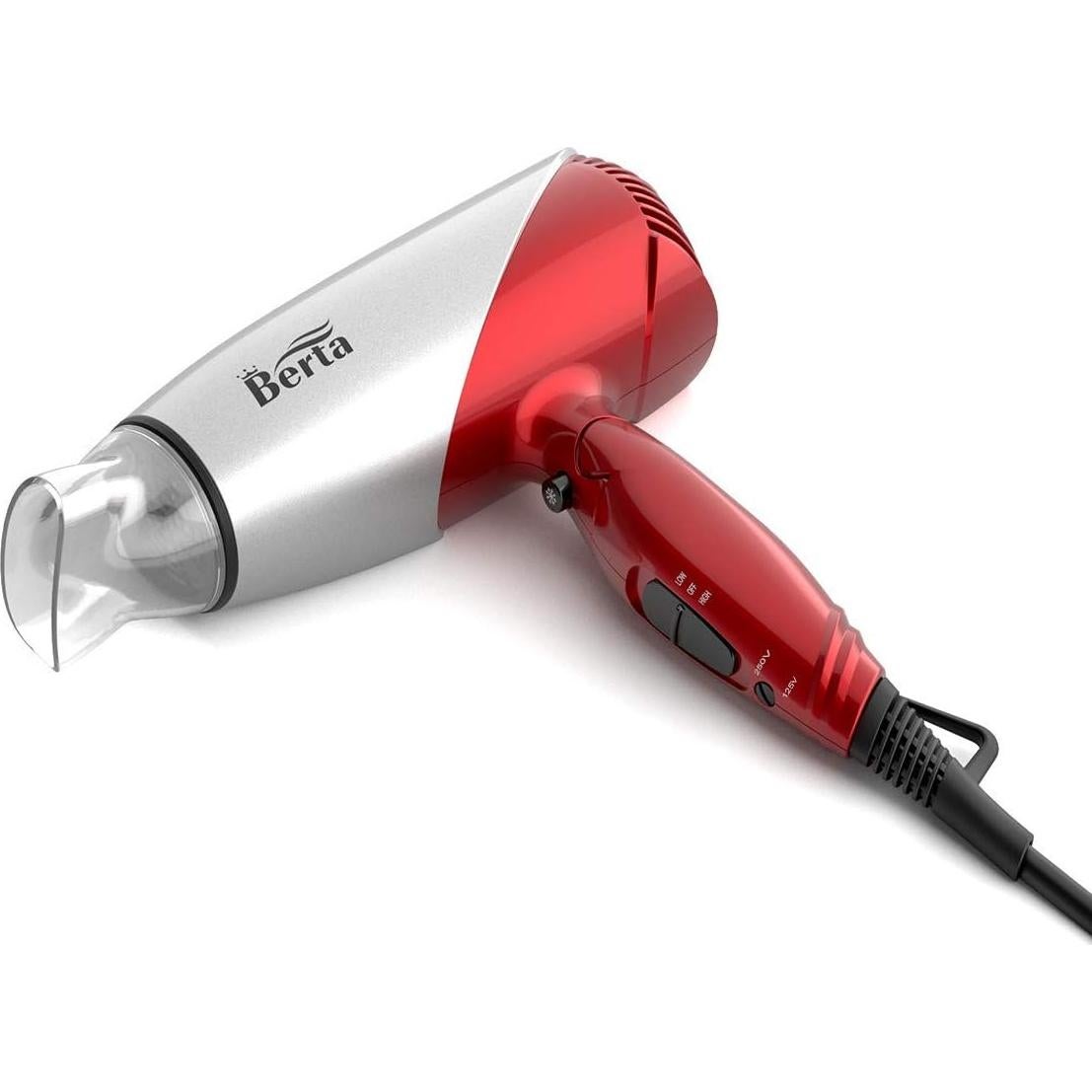 Secador de Pelo Berta 1875W Cerámico Iónico Plegable Rojo