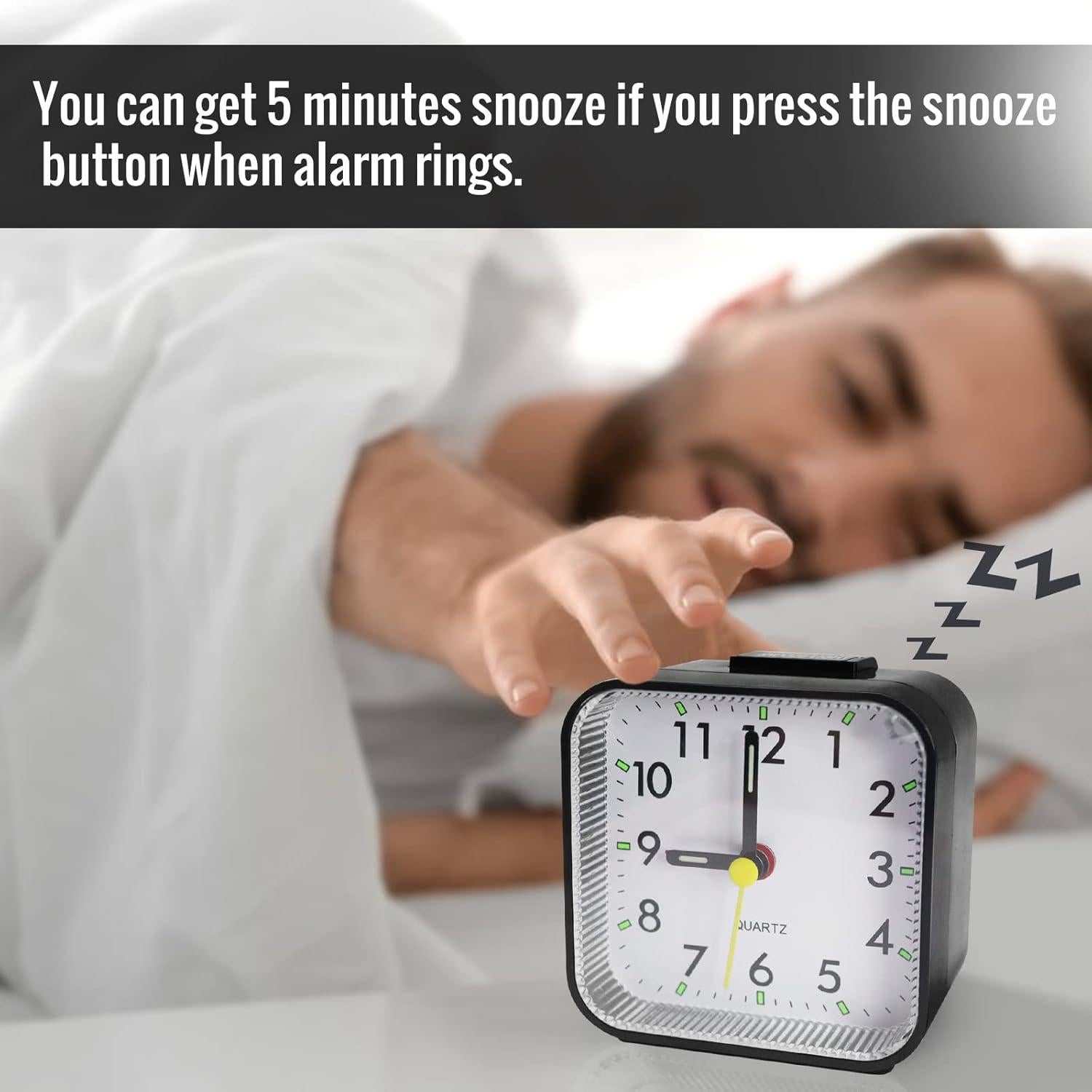 Reloj Despertador Analógico Lamisola Negro Compacto 8x8cm