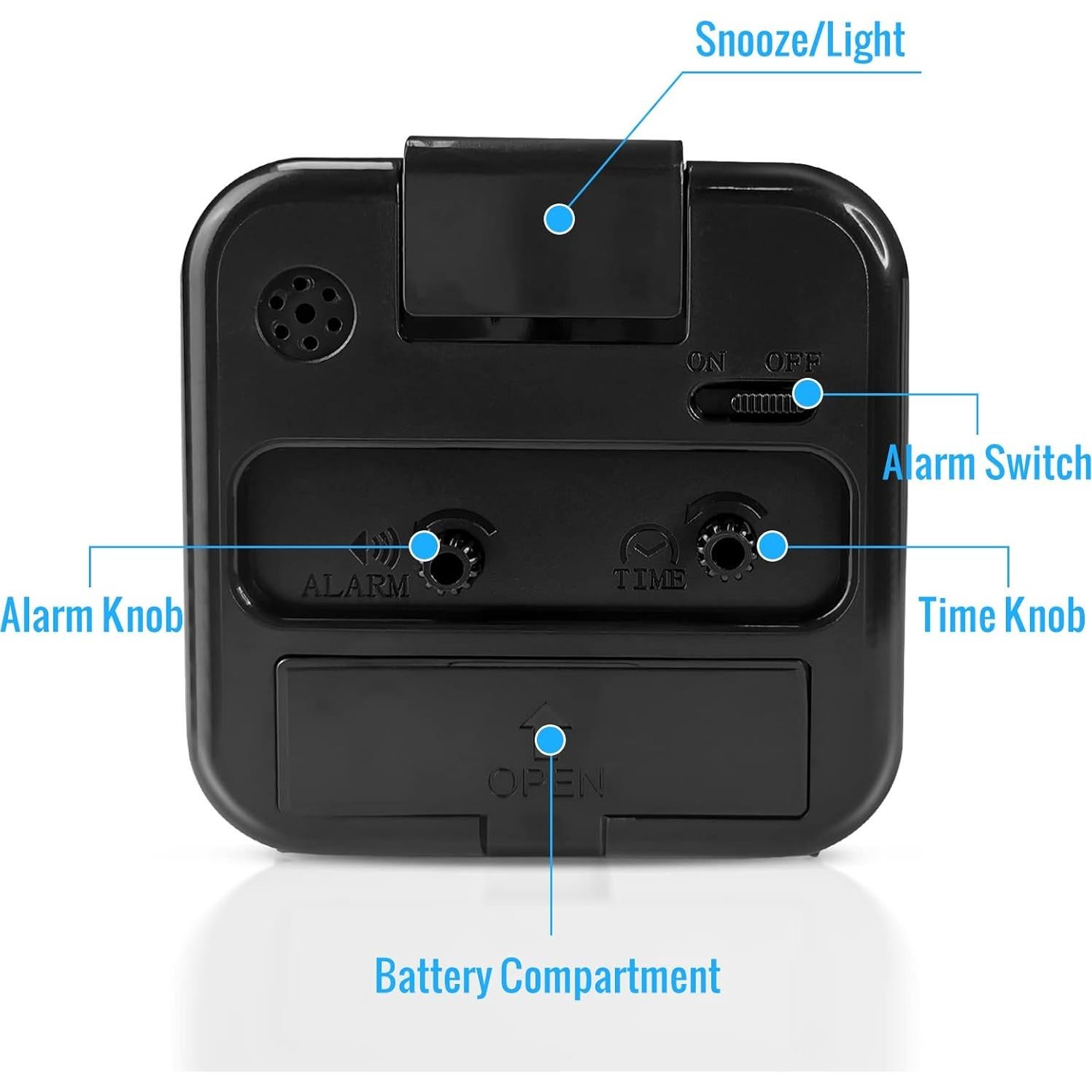 Reloj Despertador Analógico Lamisola Negro Compacto 8x8cm