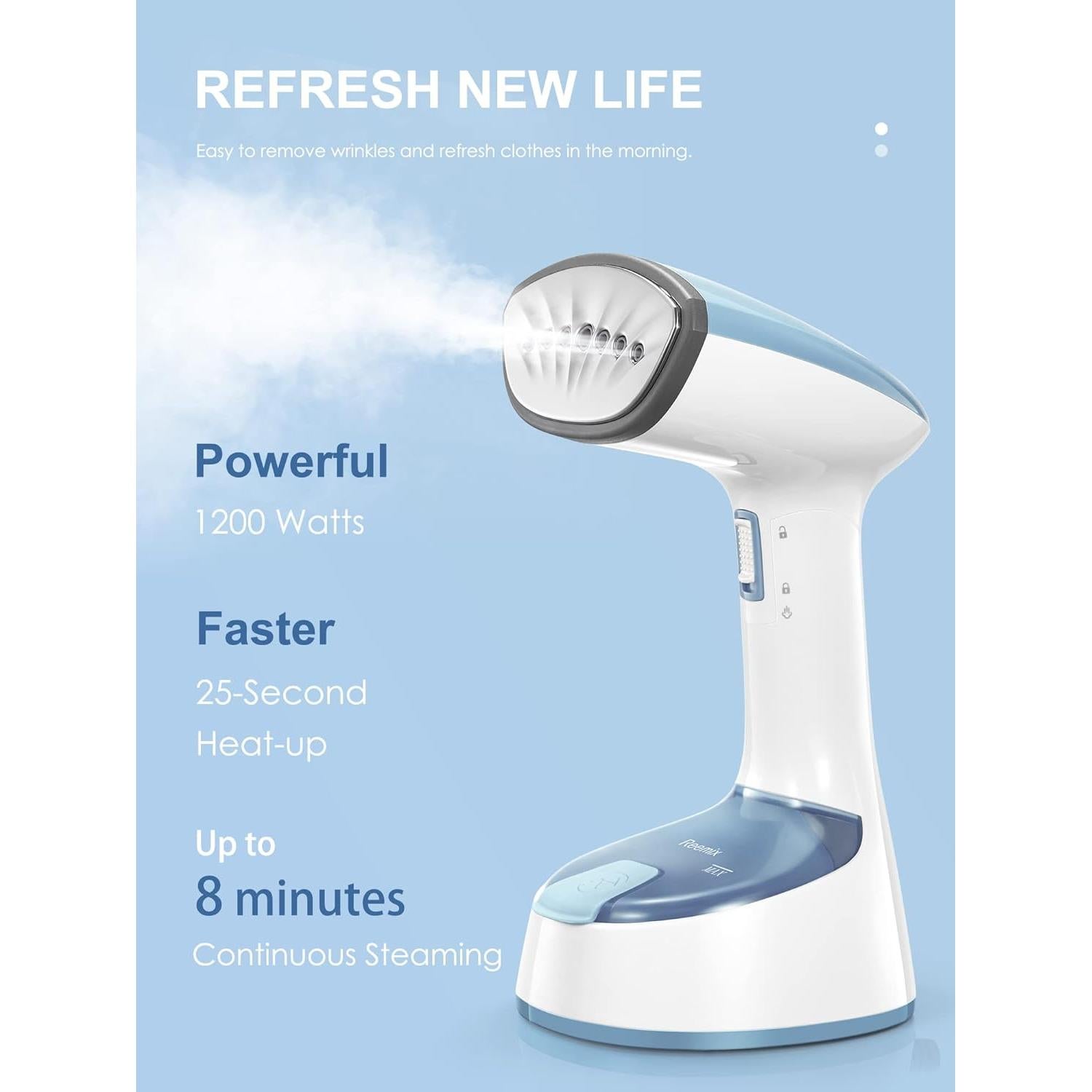 Vaporizador de Ropa Reemix 1200W Plegable Gris Azul