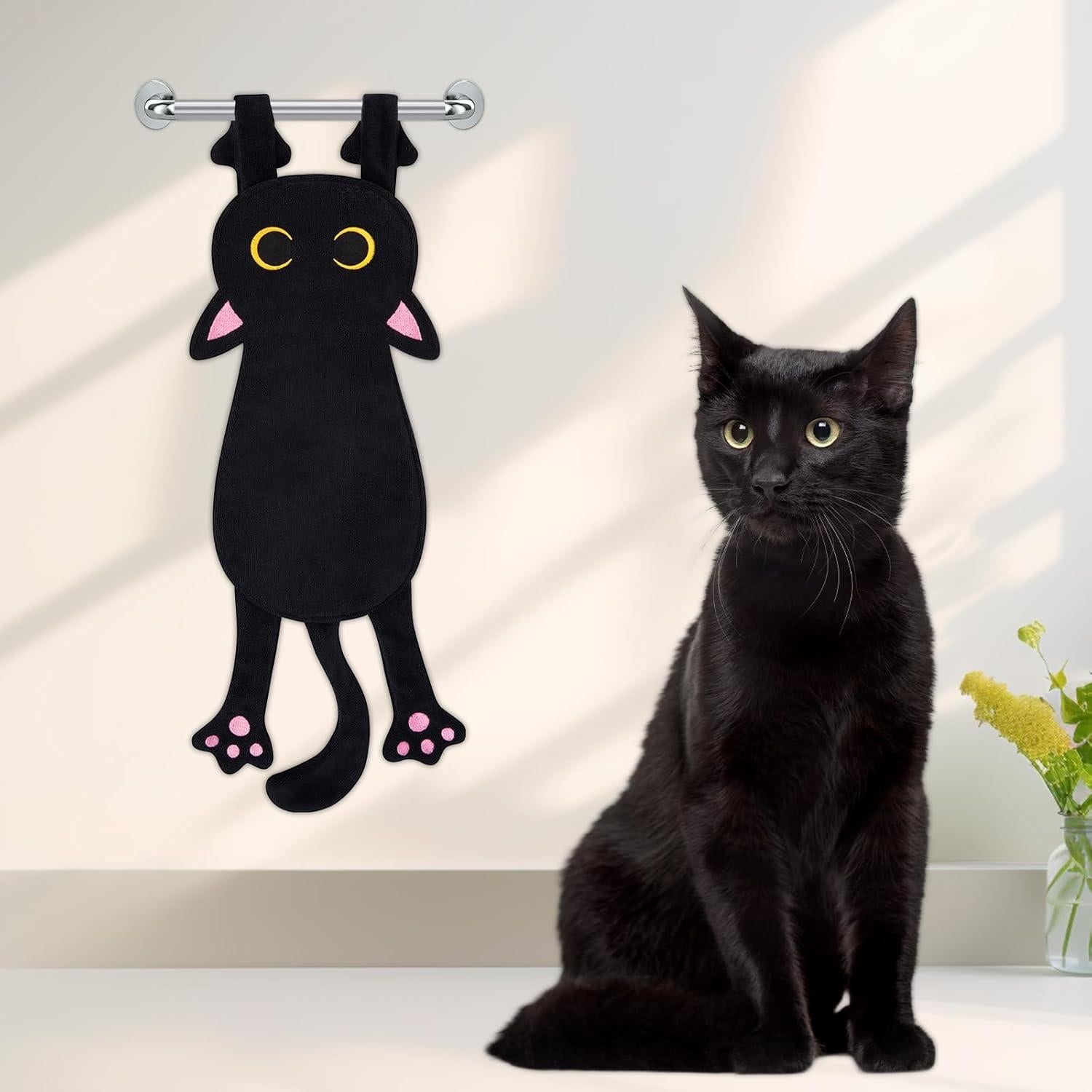 Toalla de Mano Gato Negro Prewplam - Absorbente y Suave