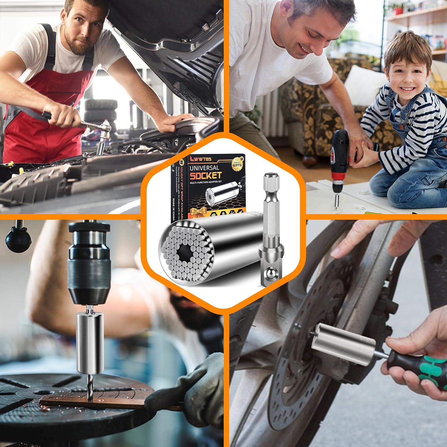 Juego de Socket Universal LWWTBS 7-19mm con Adaptador de Taladro
