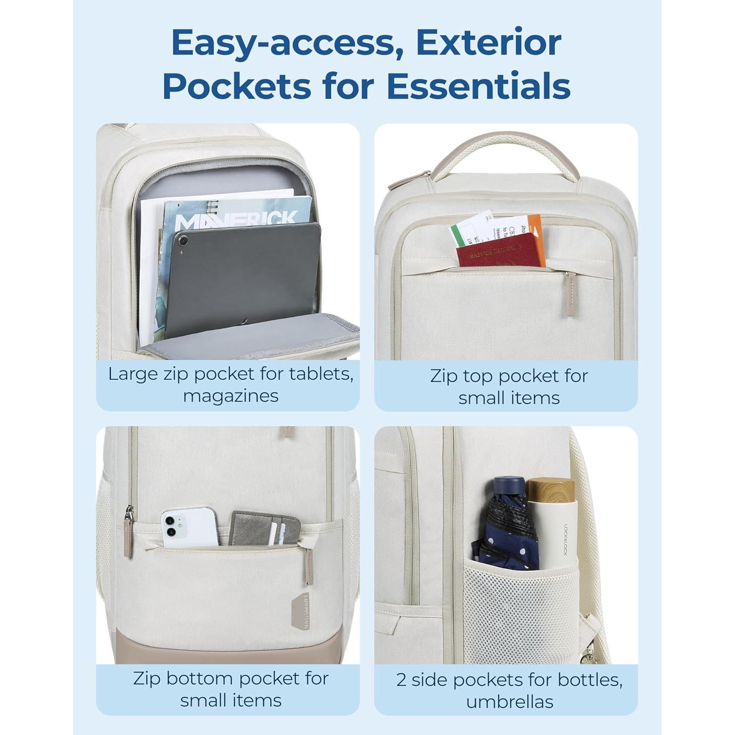 Mochila Rodante BAGSMART 17" Beige Impermeable 45L