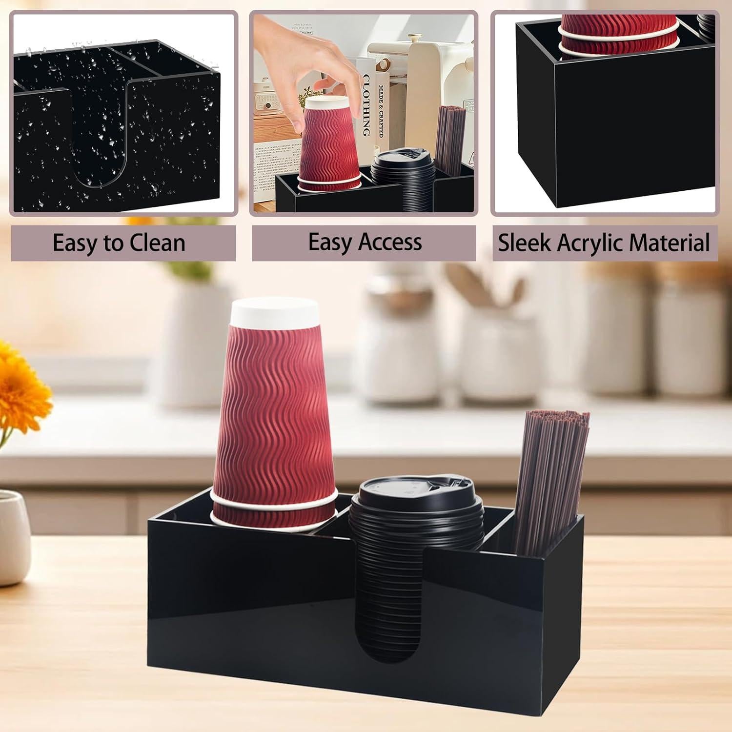 Organizador de Bar de Café Beitiny Negro 3 Compartimentos