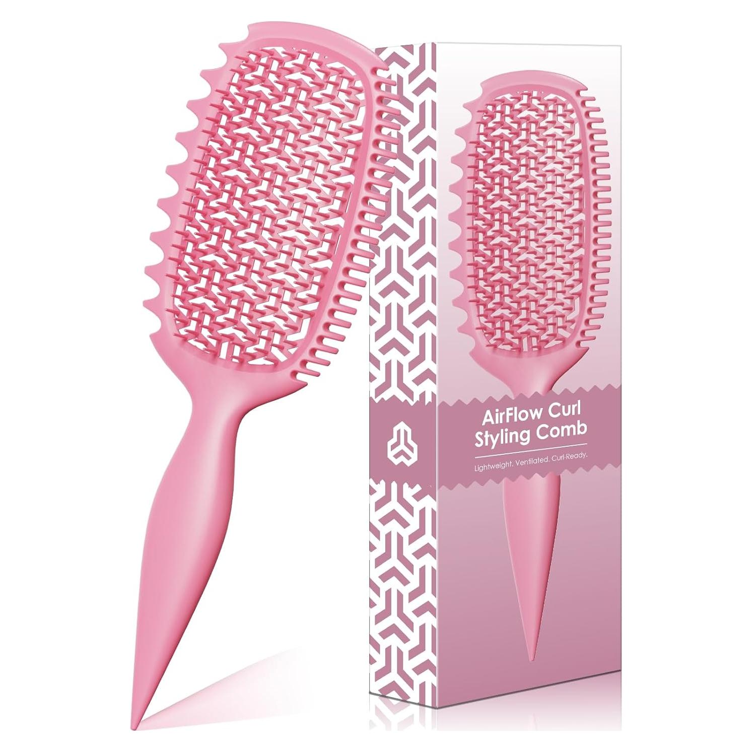 Cepillo Definidor de Rizos Weldilgit Rosa para Cabello Grueso