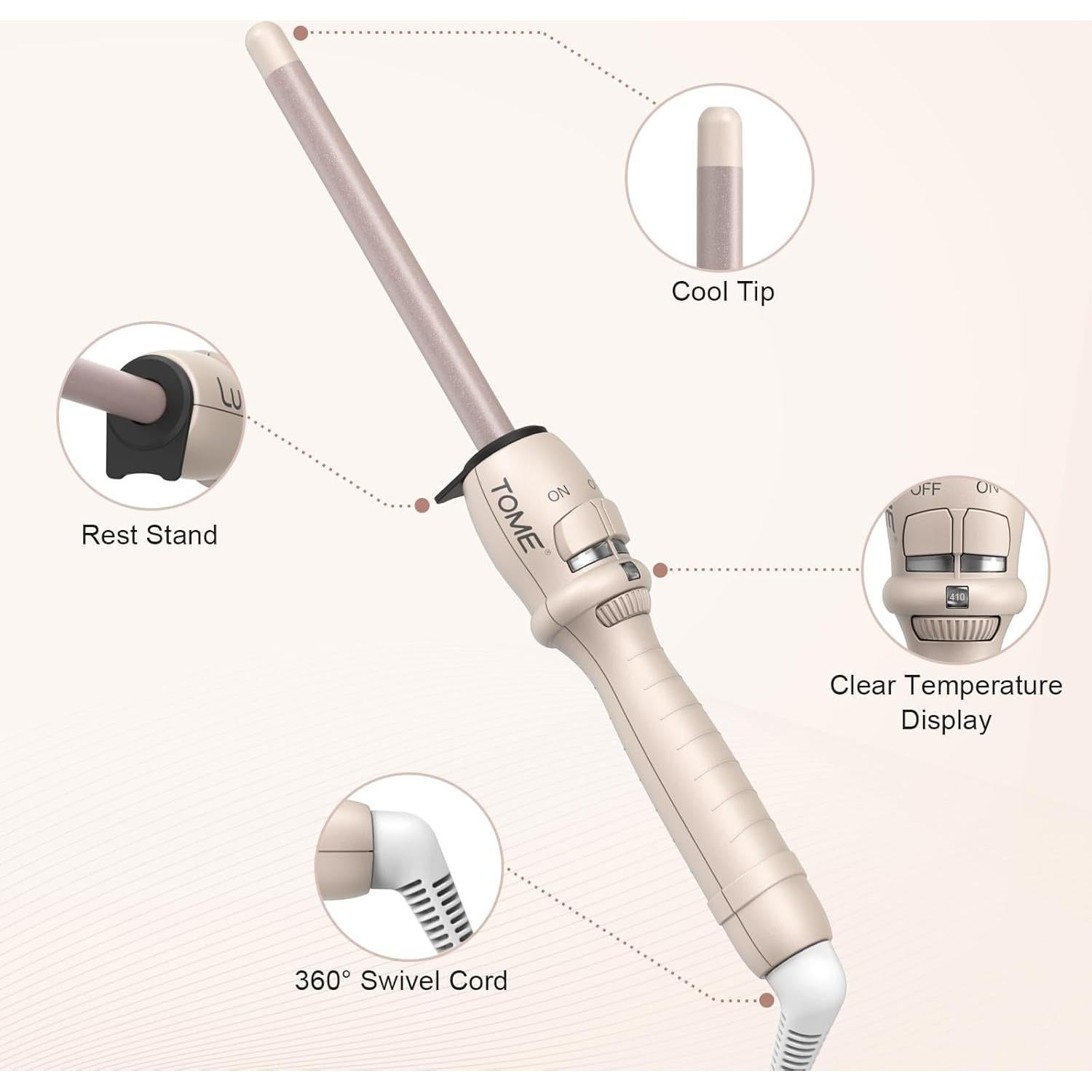 Varita de Rizado 13 mm ToMe Doble Voltaje con Guante