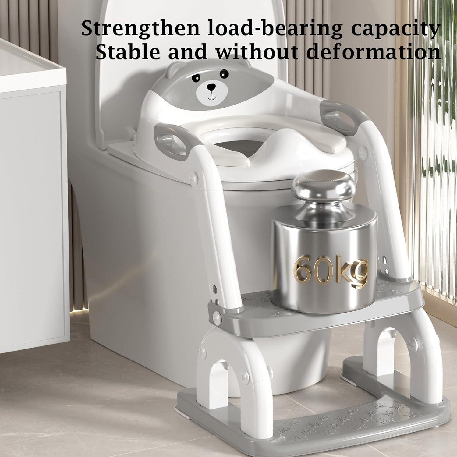 Asiento de Entrenamiento para Baño 2-en-1 KTMTZQWY Blanco y Gris