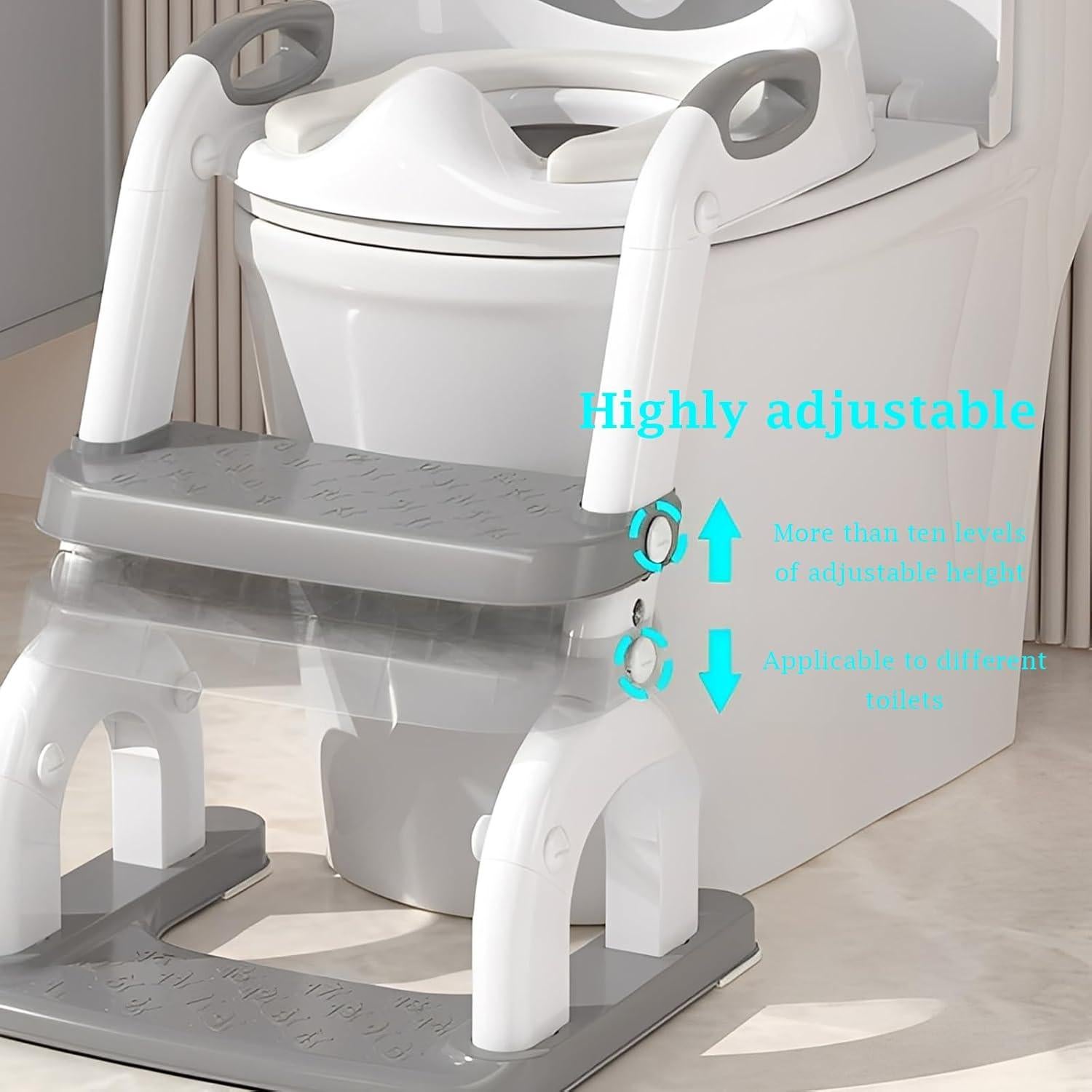 Asiento de Entrenamiento para Baño 2-en-1 KTMTZQWY Blanco y Gris