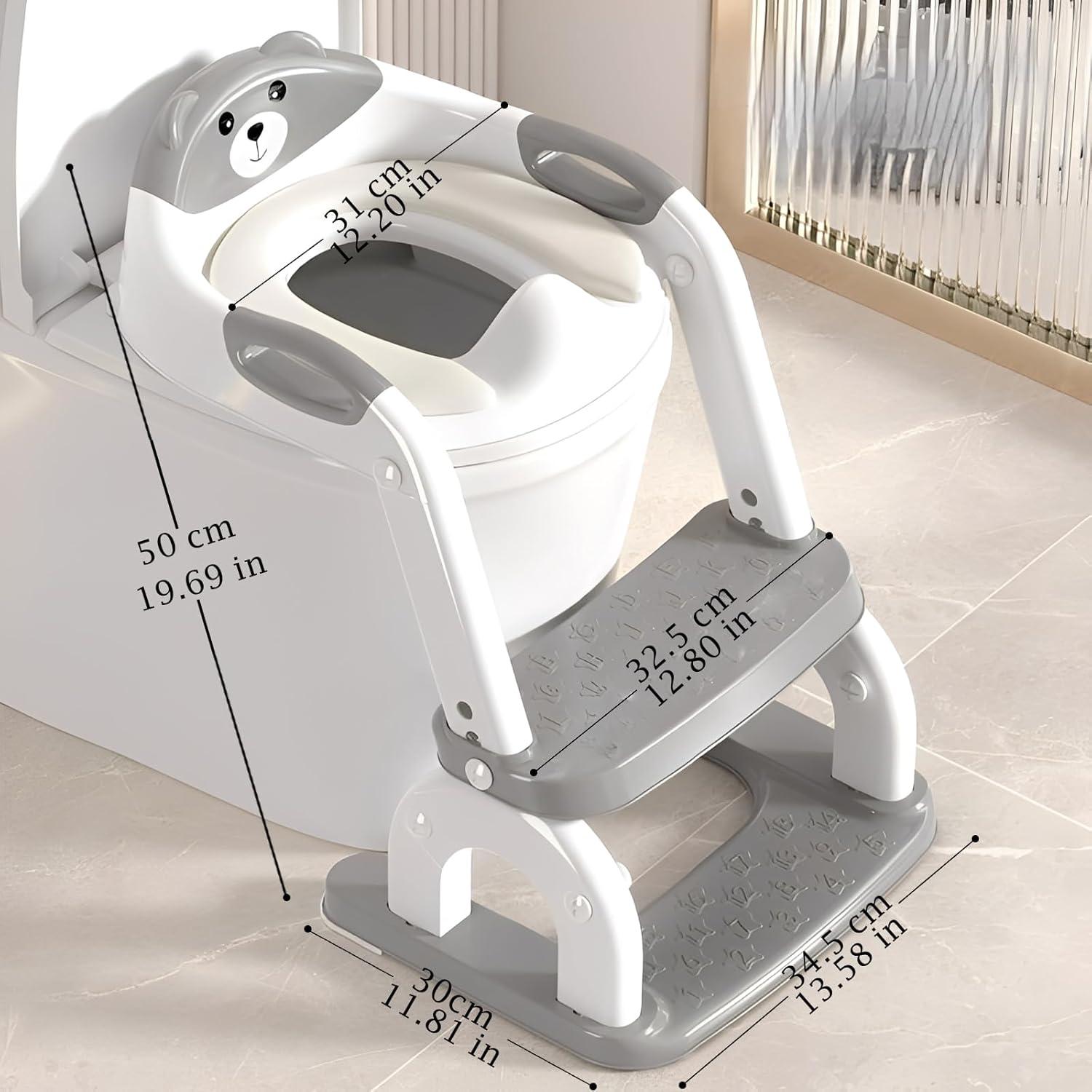 Asiento de Entrenamiento para Baño 2-en-1 KTMTZQWY Blanco y Gris