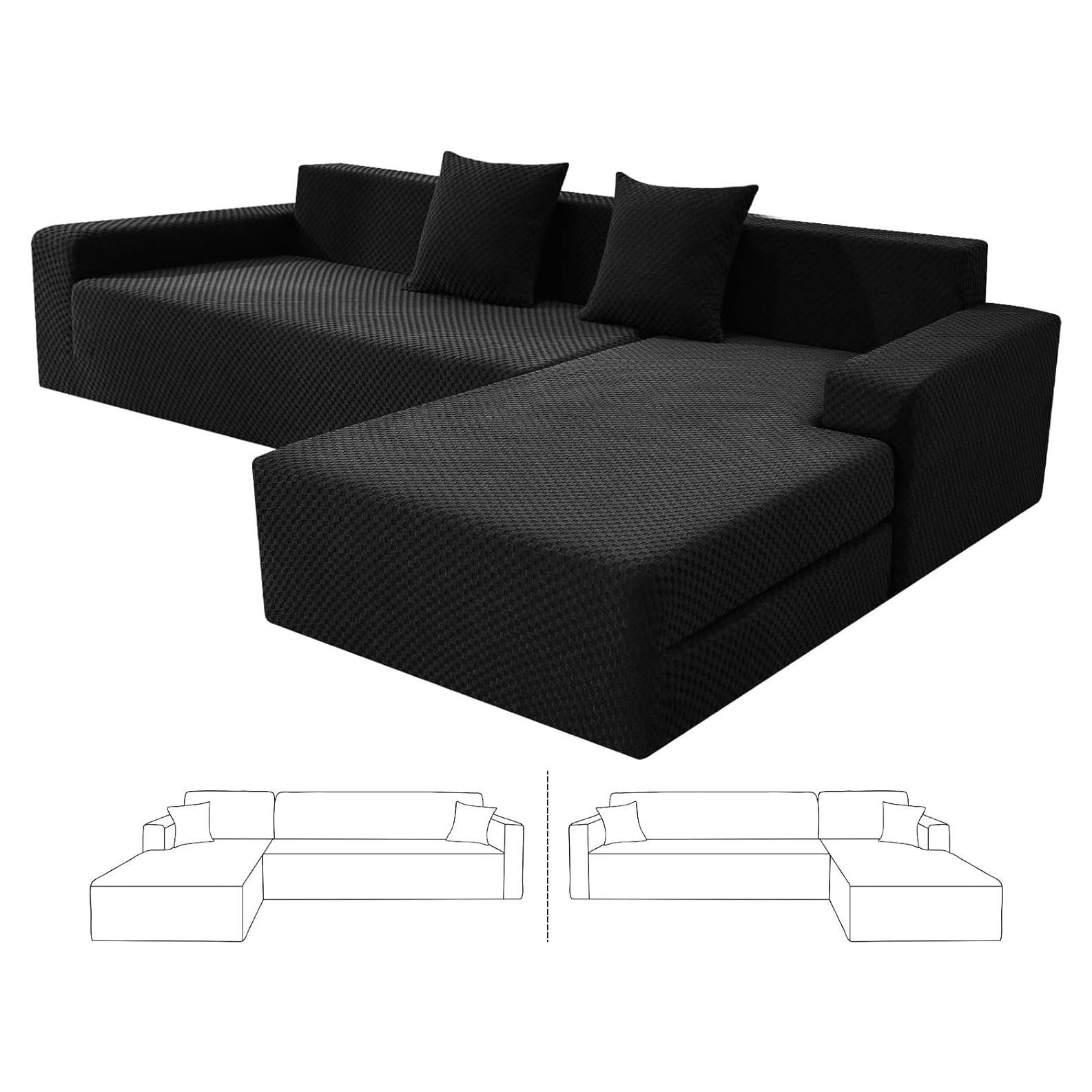 Funda de Sofá Seccional ZNSAYOTX Negra Jacquard 2 Pcs