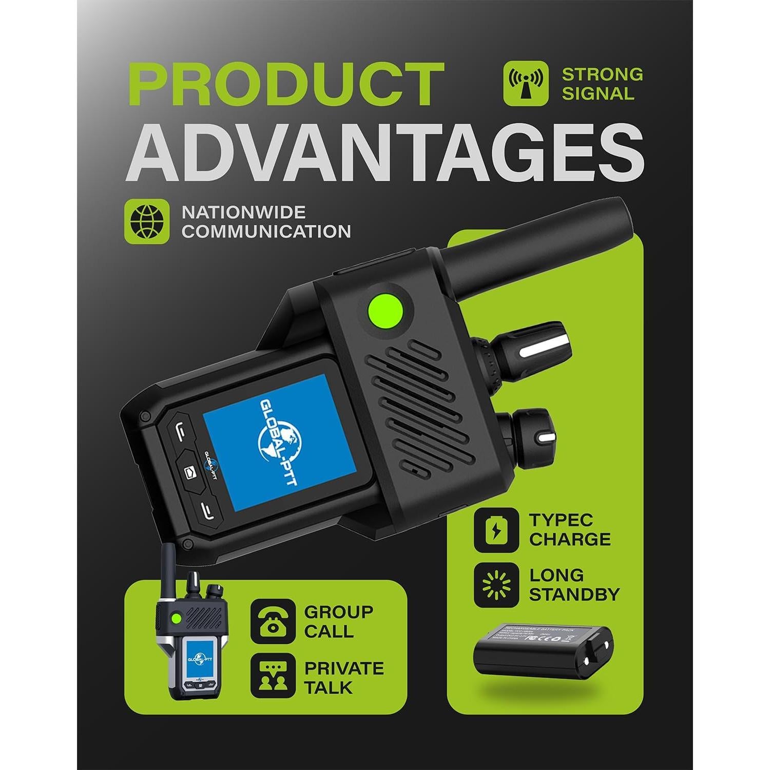 Radios de Comunicación 4G LTE GlobalPTT G6plus con GPS y SOS