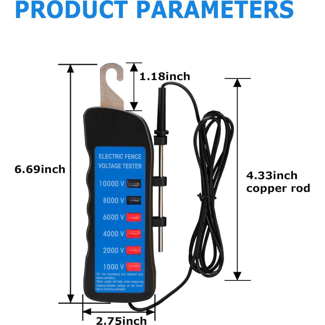 Probador de Voltaje de Cerca Eléctrica LYDITE 1kV-10kV 6 Luces