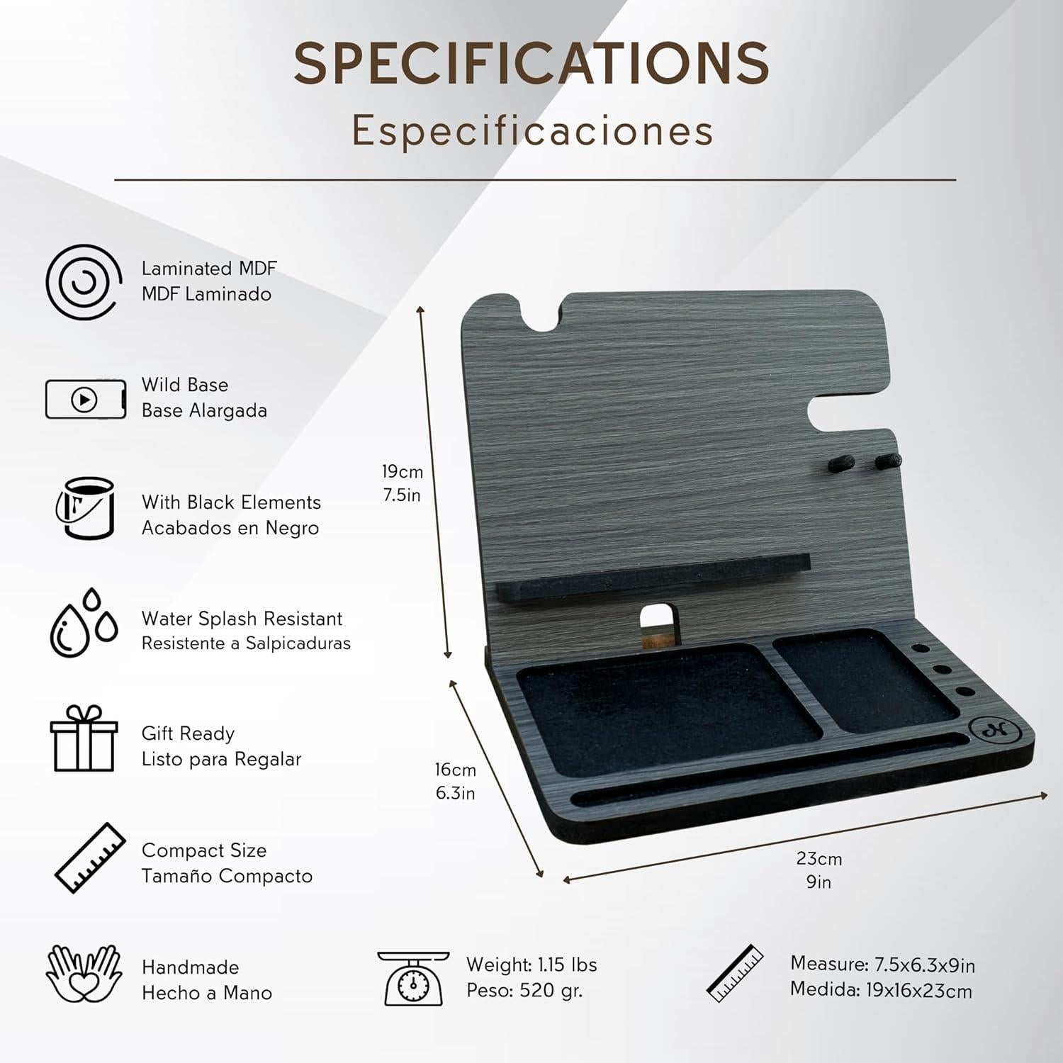 Organizador de Mesita de Noche Namore con Cargador Inalámbrico 15W