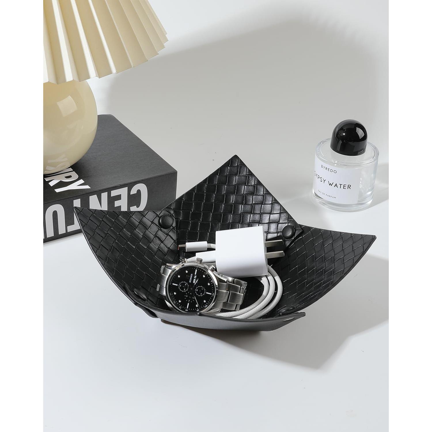 Bandeja de Valet de Cuero Sintético COOLYOUTH 20x20 cm