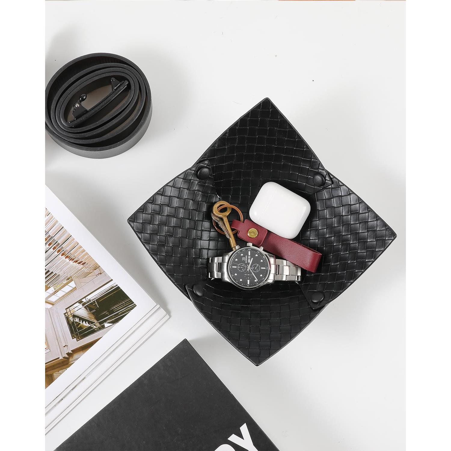 Bandeja de Valet de Cuero Sintético COOLYOUTH 20x20 cm