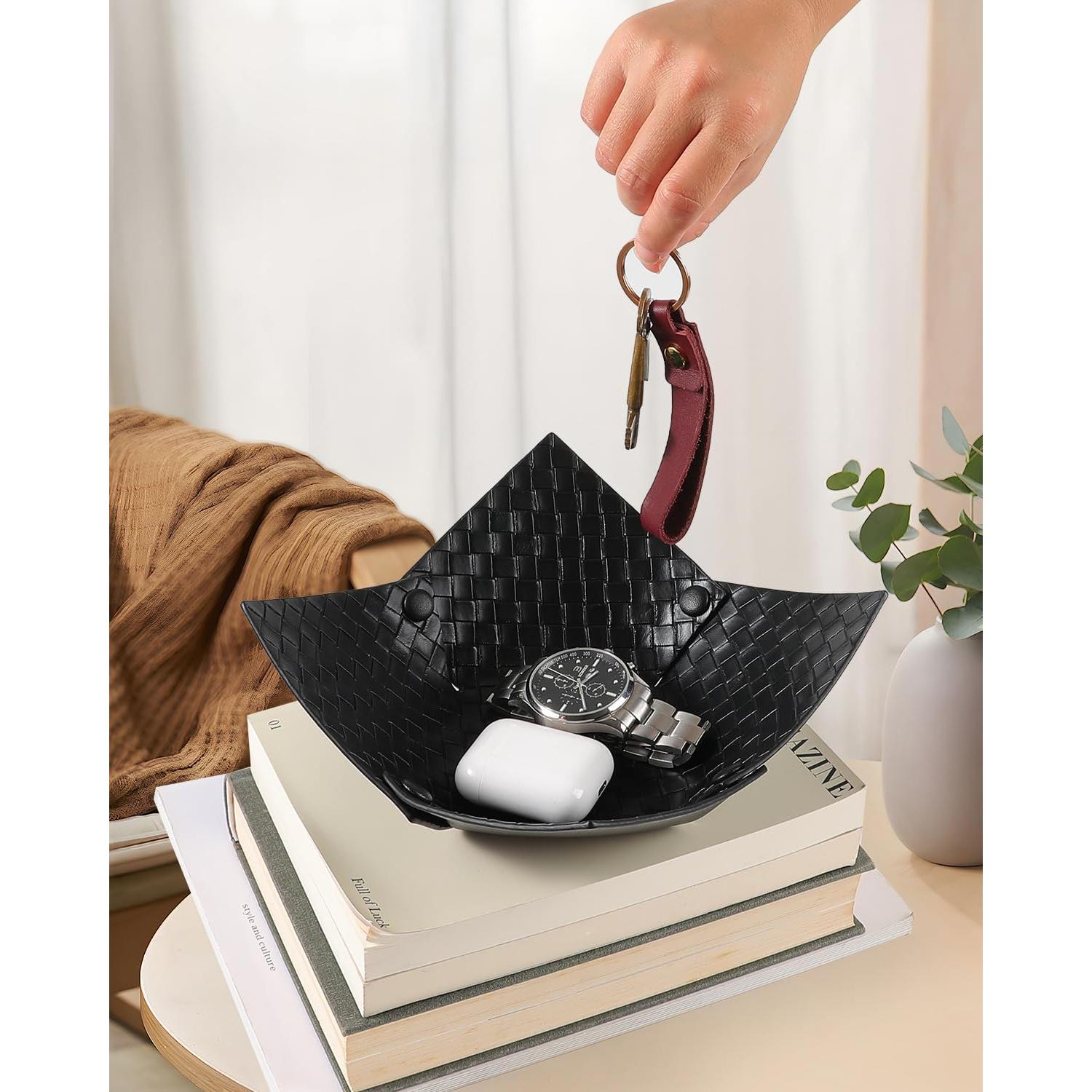 Bandeja de Valet de Cuero Sintético COOLYOUTH 20x20 cm