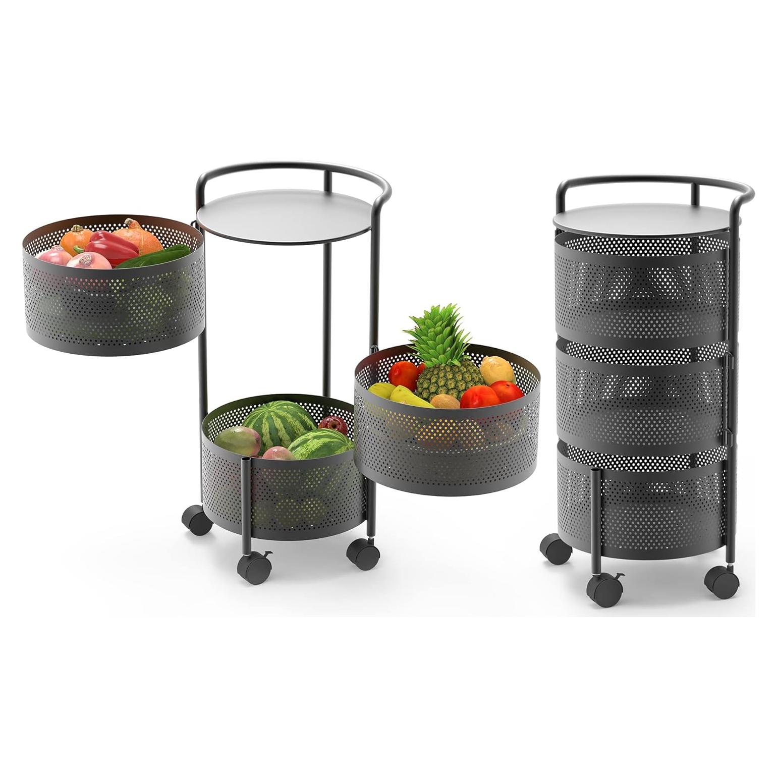 Estante Rotatorio de Almacenamiento JAQ 3 Niveles Negro