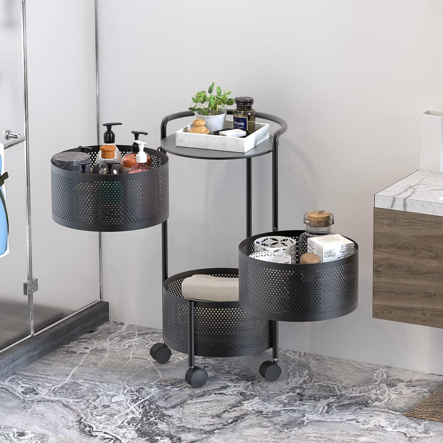 Estante Rotatorio de Almacenamiento JAQ 3 Niveles Negro