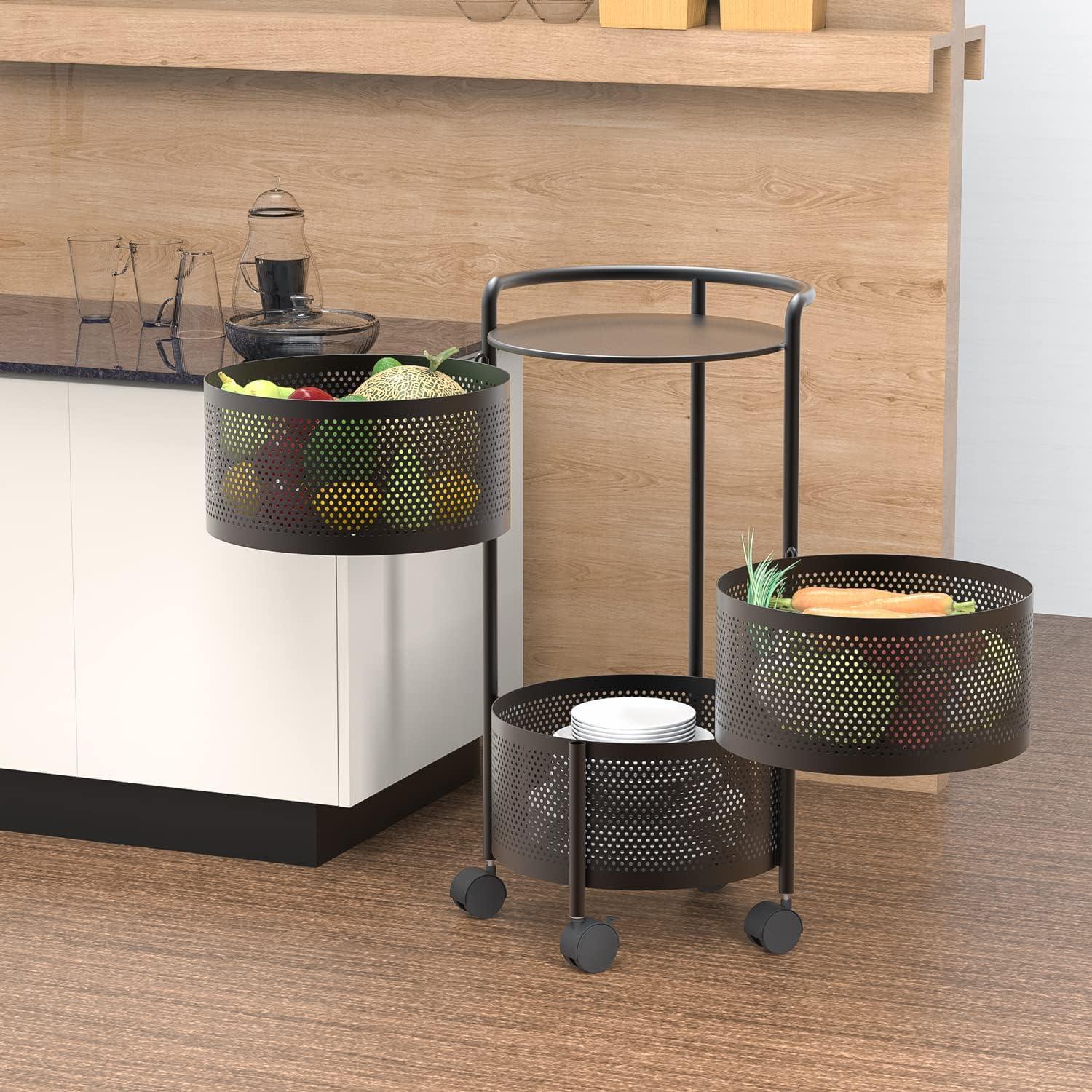 Estante Rotatorio de Almacenamiento JAQ 3 Niveles Negro