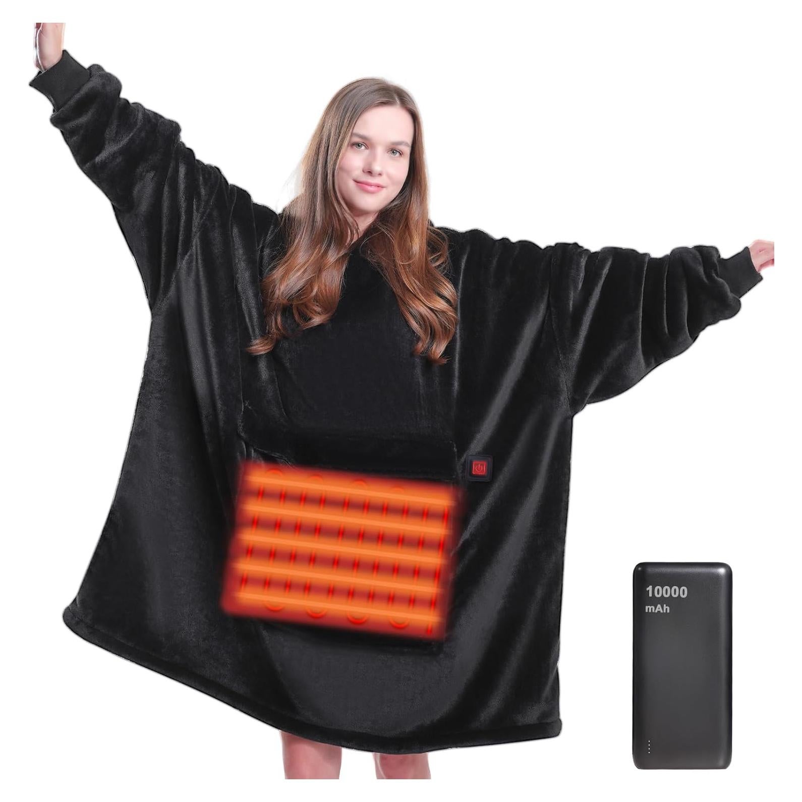 Sudadera Manta Térmica Portátil MAXEVE Sherpa Negra 10000mAh