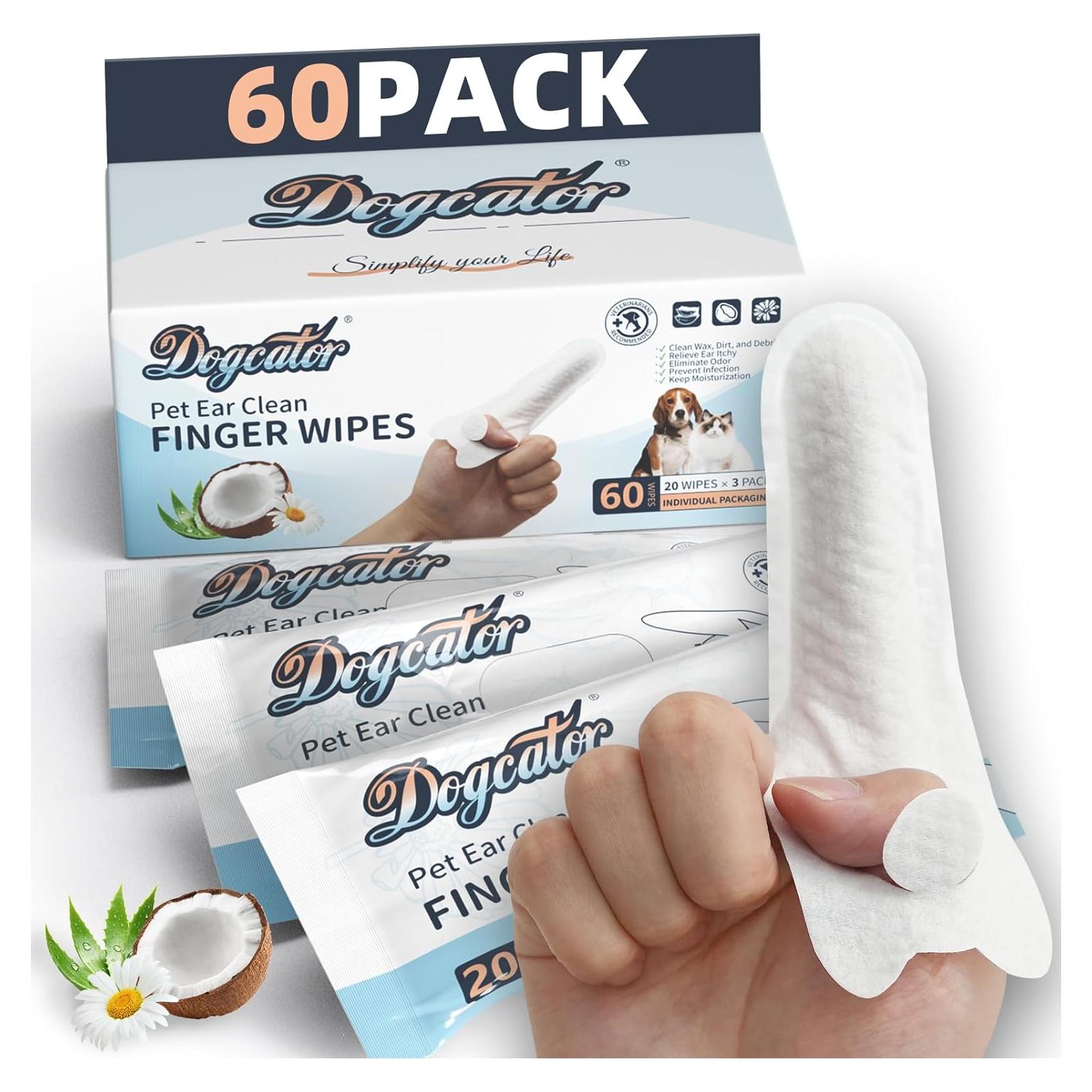 Toallitas Limpiadoras para Oídos de Perro Dogcator 60 Piezas