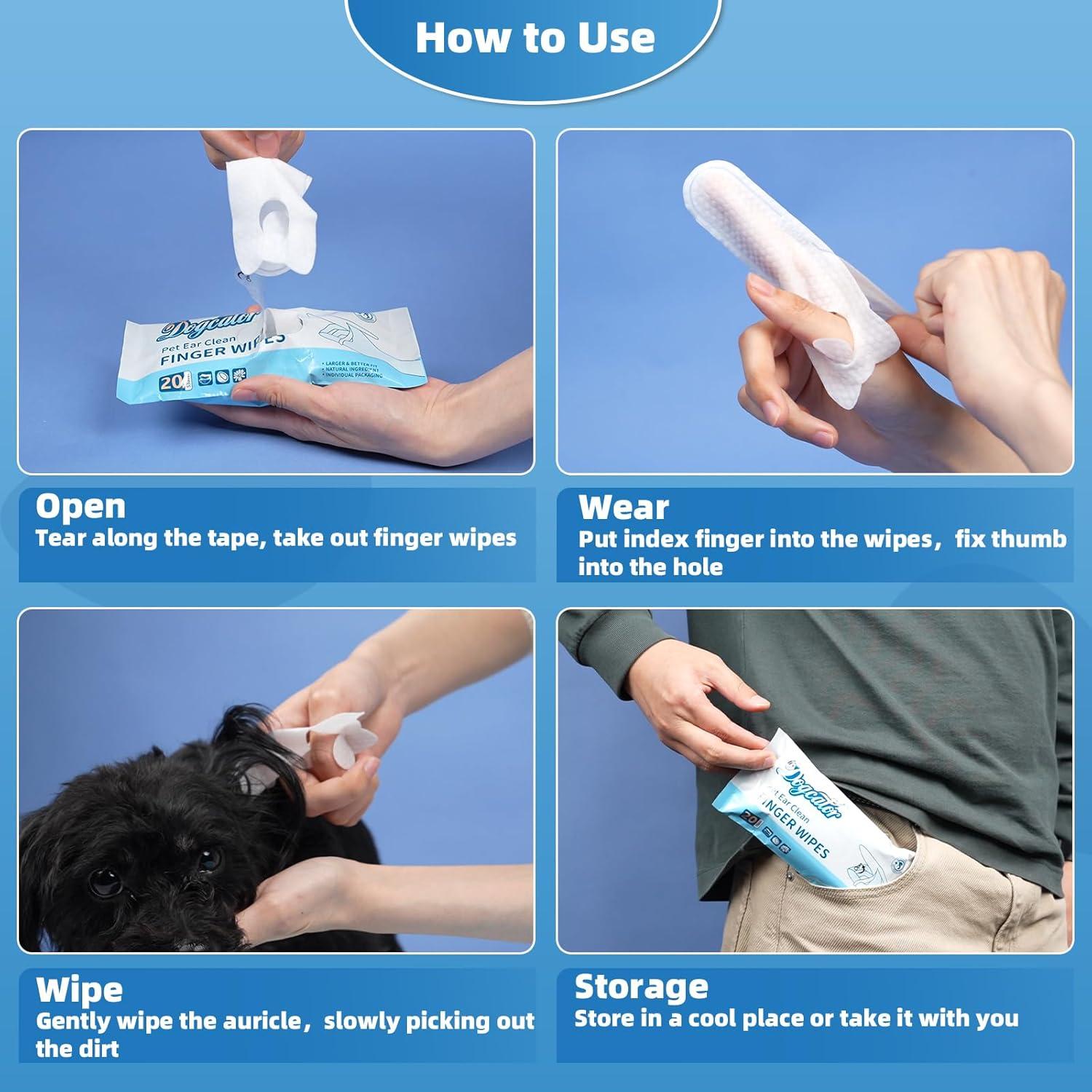 Toallitas Limpiadoras para Oídos de Perro Dogcator 60 Piezas