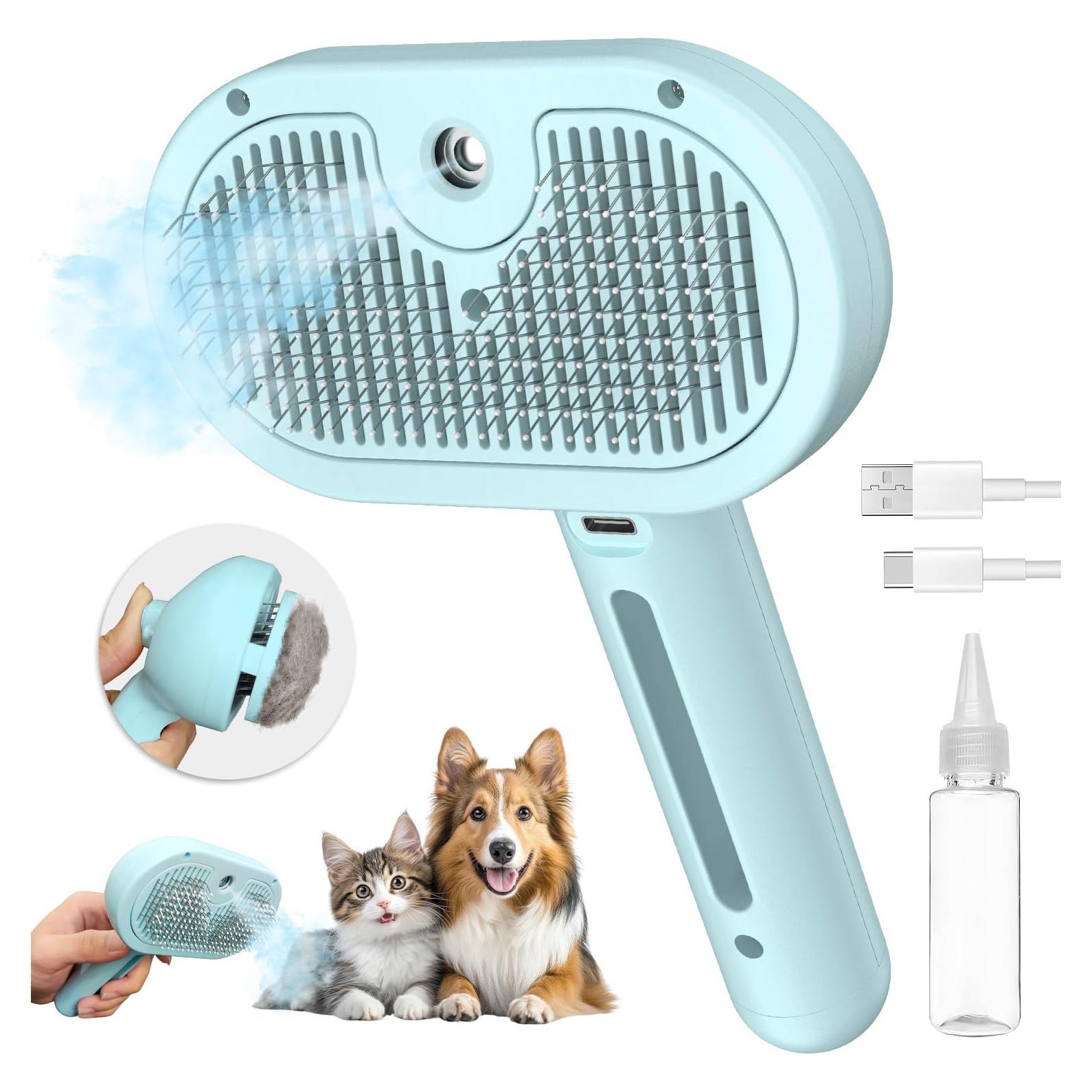 Cepillo Autolimpiante 3 en 1 Pecait para Mascotas Azul