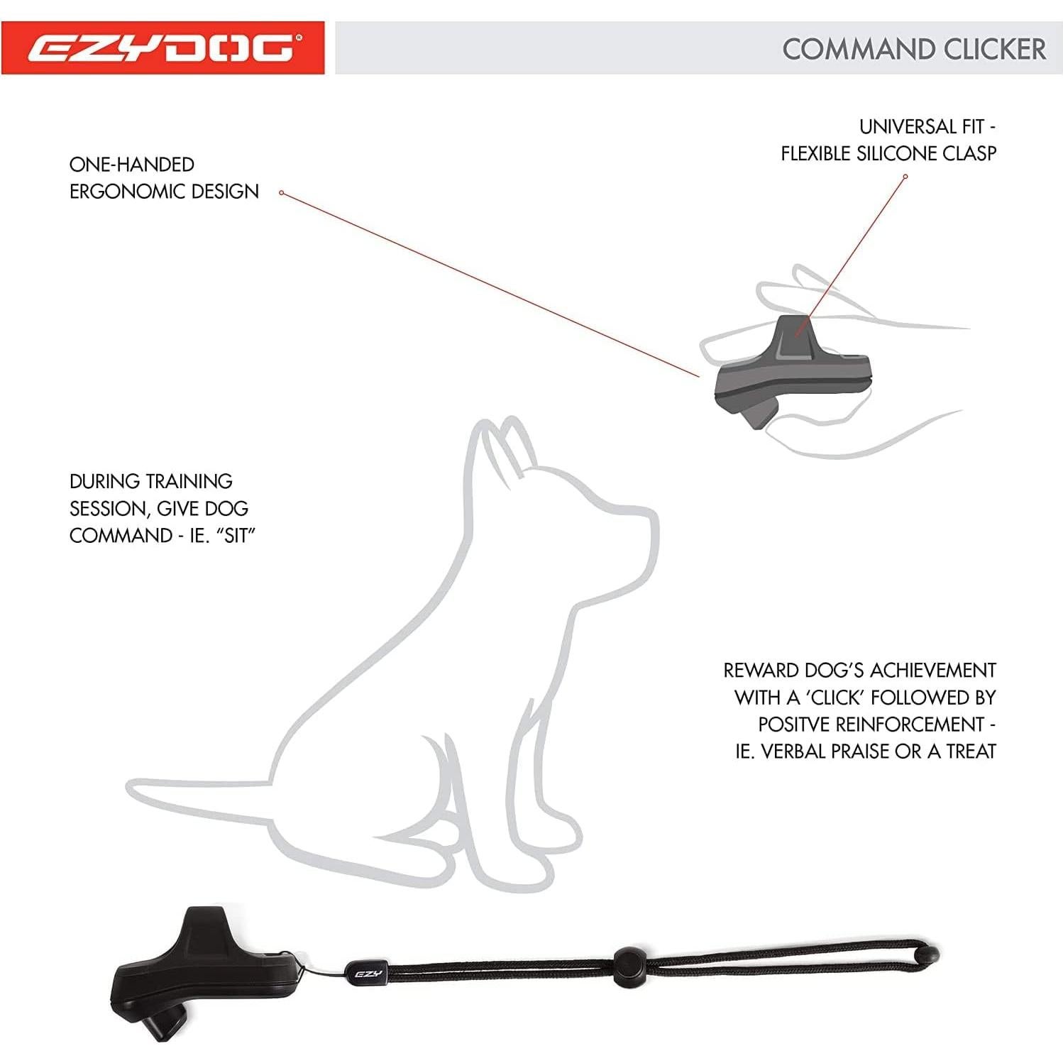 Clicker de Entrenamiento para Perros EzyDog Negro Ergonómico