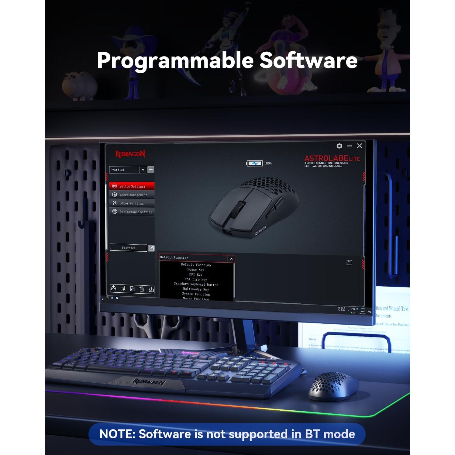 Ratón Gaming Inalámbrico Redragon M725 8000 DPI Ultra Ligero