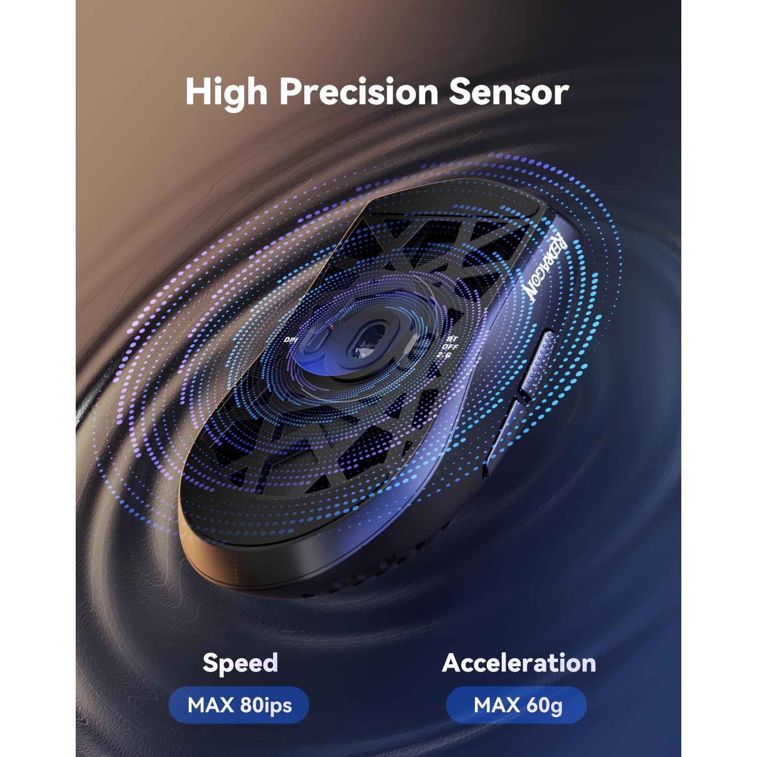 Ratón Gaming Inalámbrico Redragon M725 8000 DPI Ultra Ligero