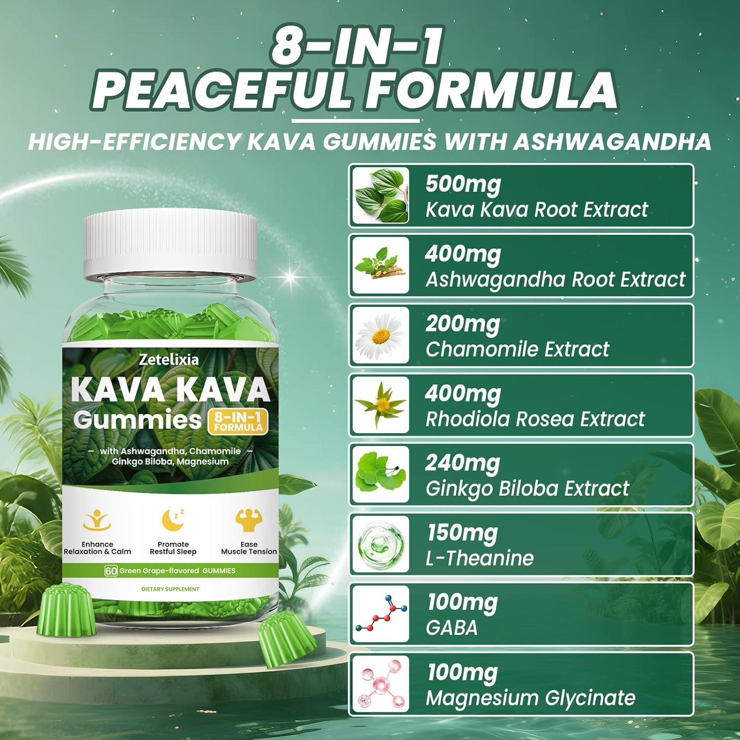 Gomitas de Kava Kava Zetelixia 60 Unidades Sin Azúcar Veganas