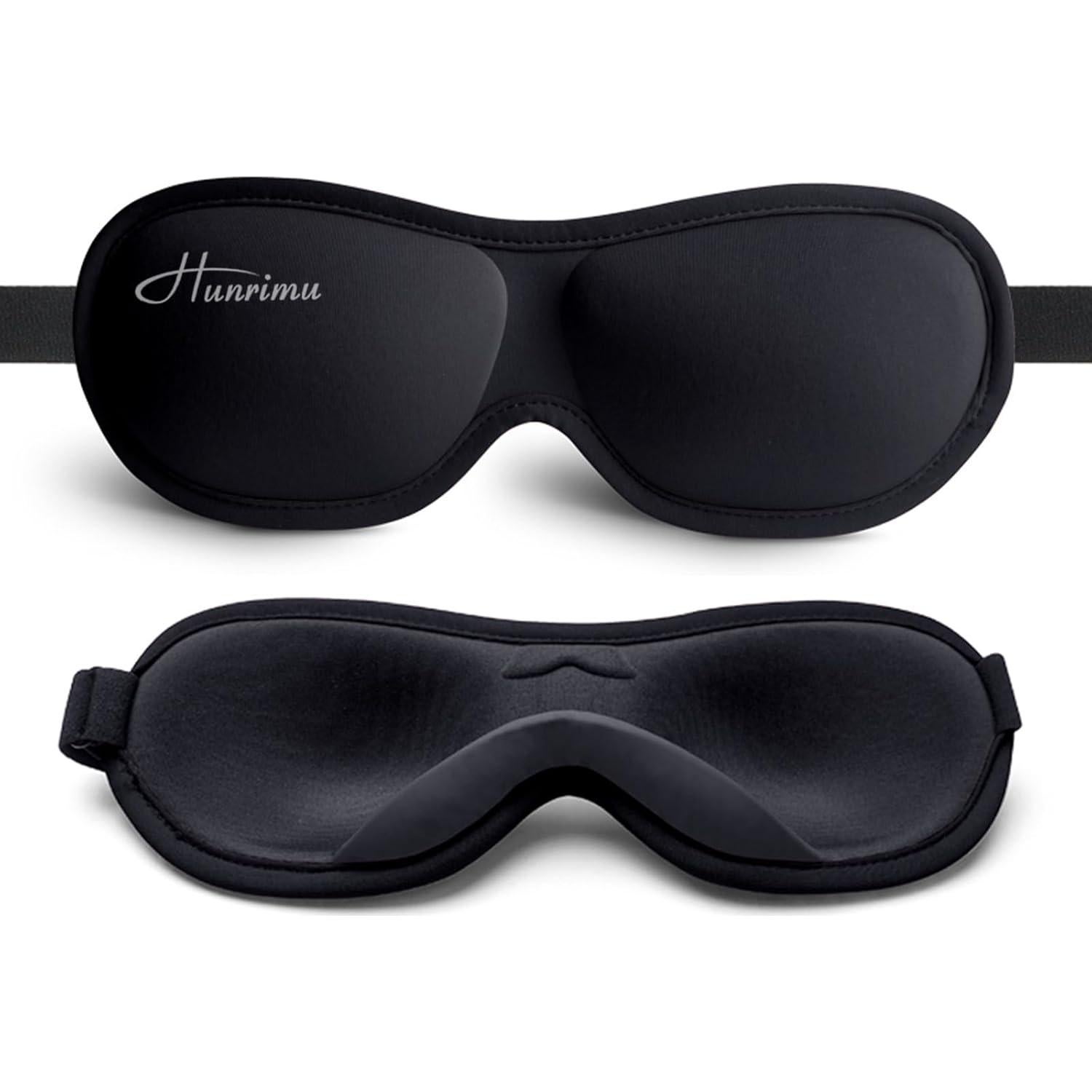 Máscara de Ojos 3D Hunrimu para Dormir y Viajar - Negro