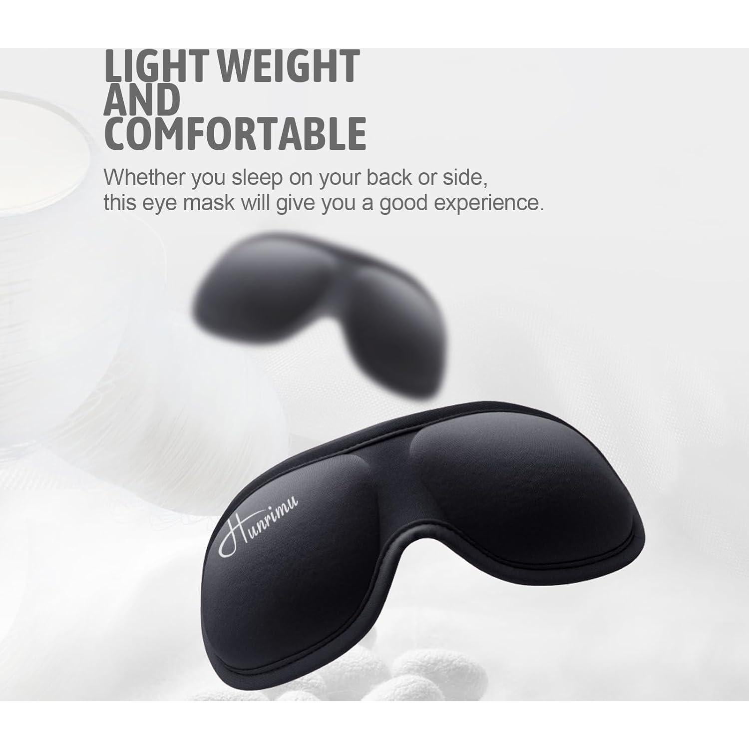 Máscara de Ojos 3D Hunrimu para Dormir y Viajar - Negro
