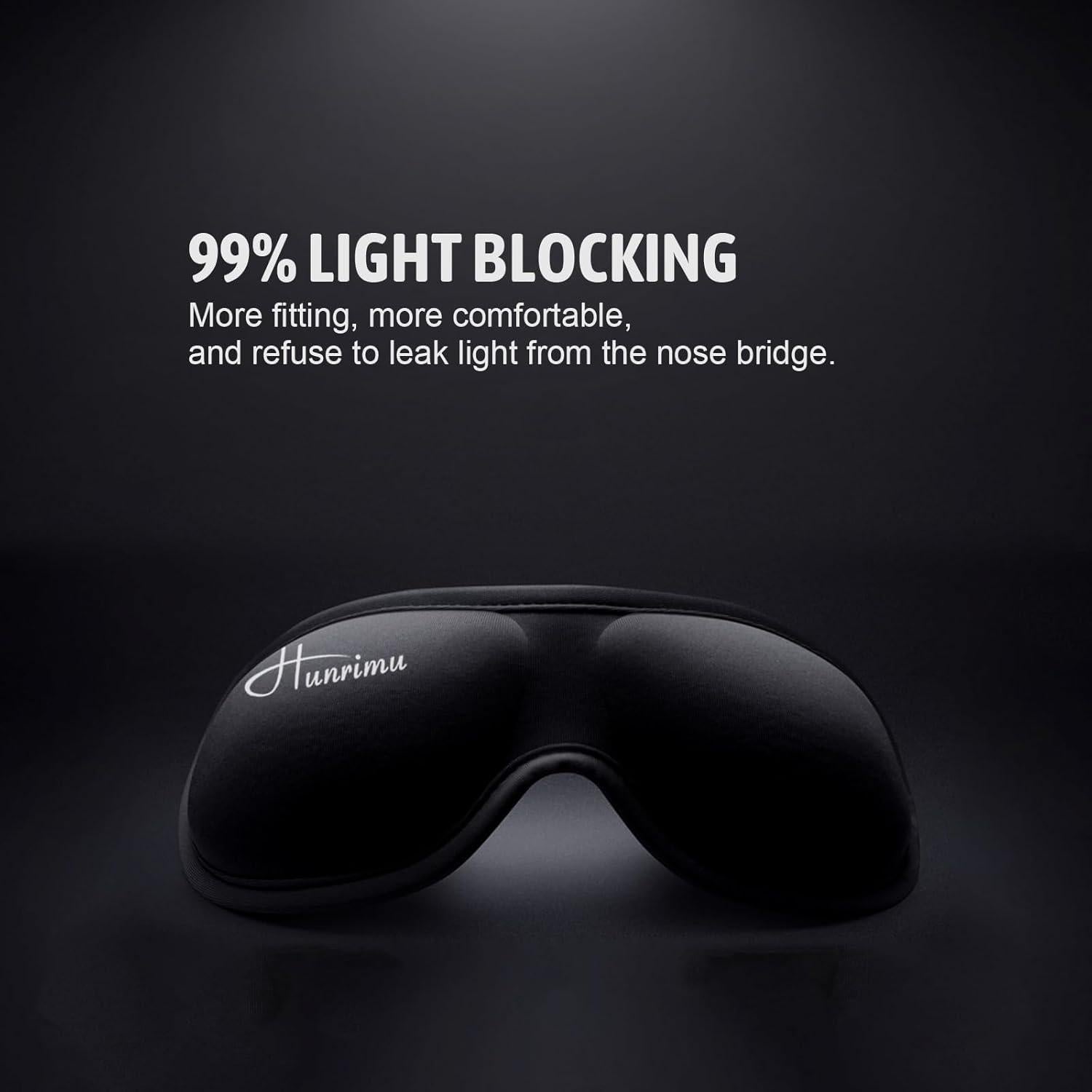 Máscara de Ojos 3D Hunrimu para Dormir y Viajar - Negro