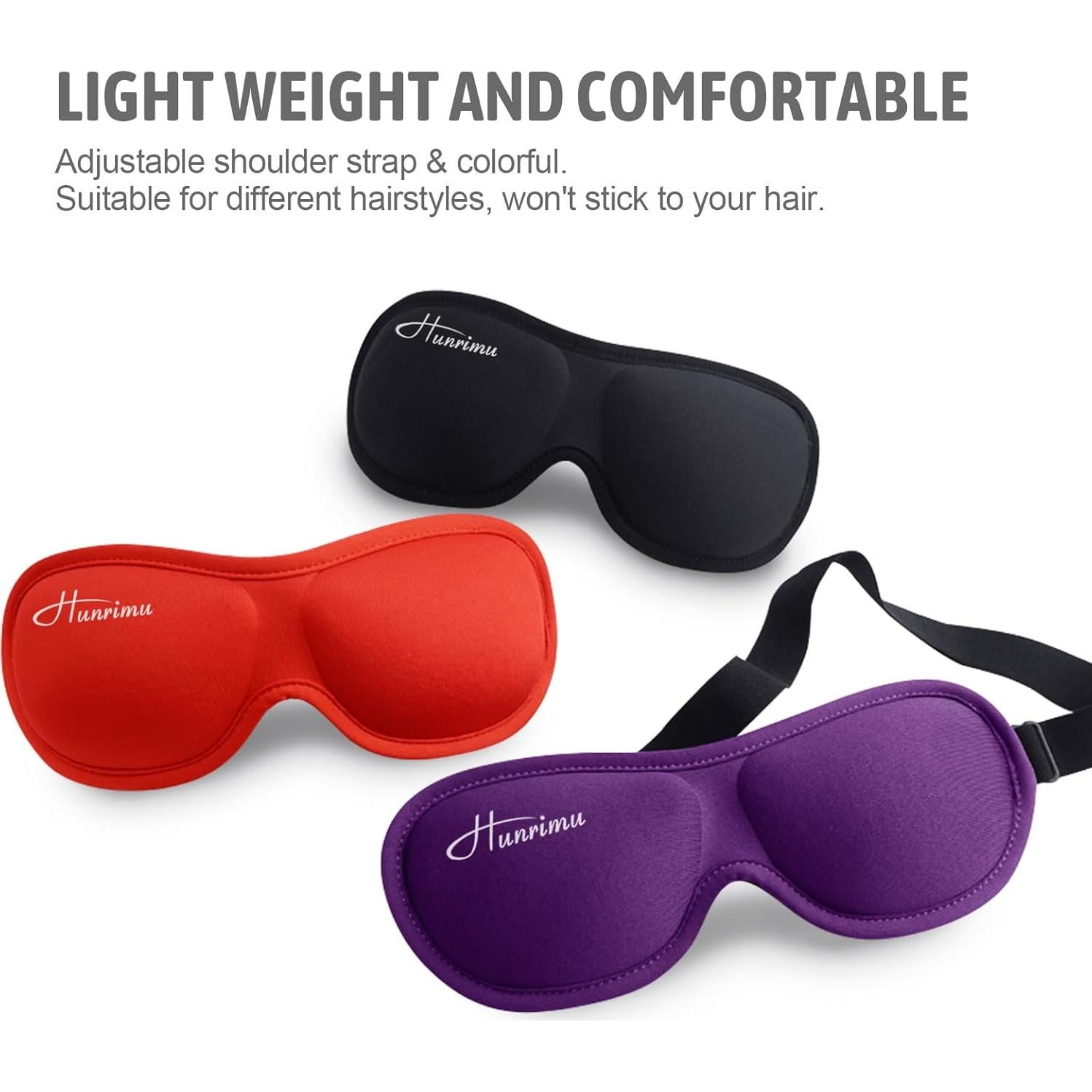 Máscara de Ojos 3D Hunrimu para Dormir y Viajar - Negro