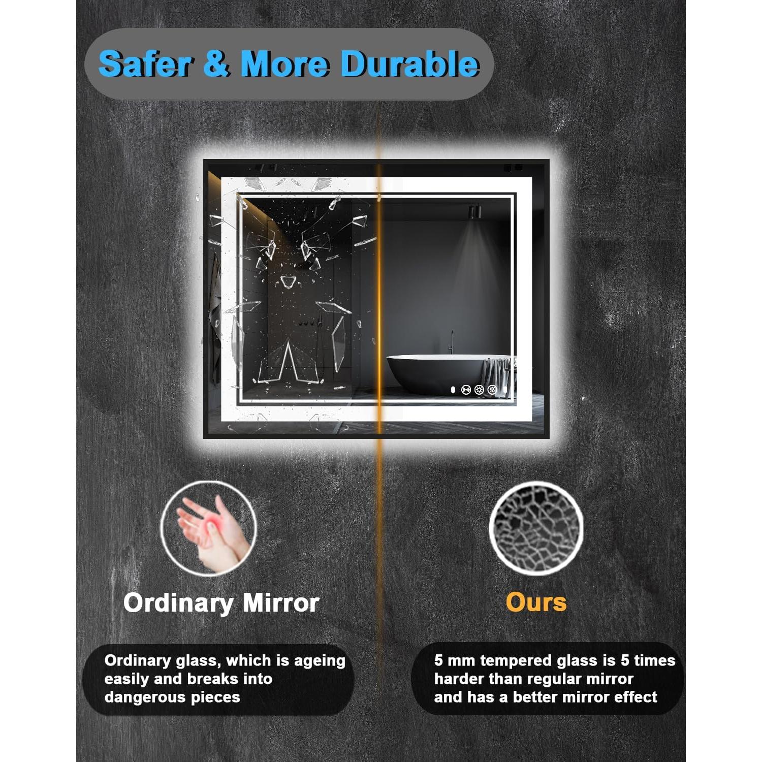 Espejo LED VIECHANRO 40x32" con Sensor de Movimiento y Antivaho