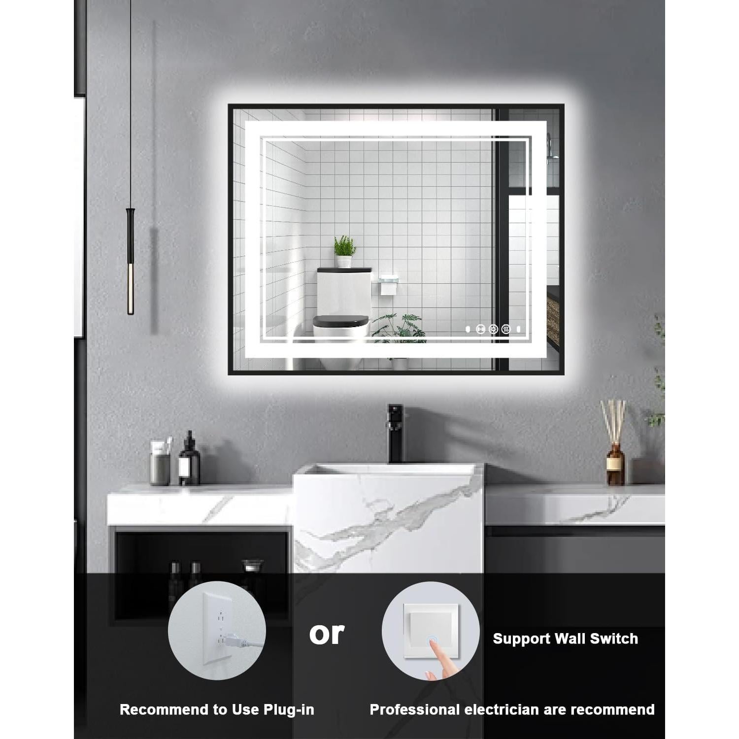 Espejo LED VIECHANRO 40x32" con Sensor de Movimiento y Antivaho