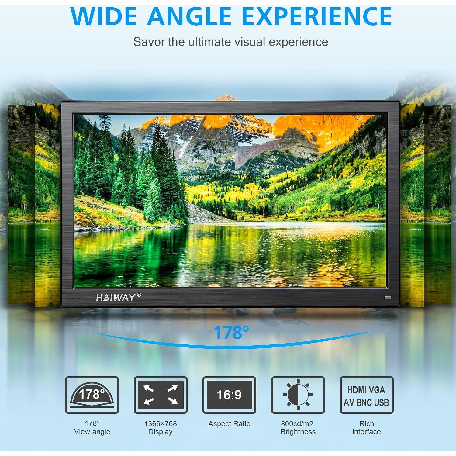 Monitor de Seguridad 14" Haiway HD 1366x768 HDMI VGA BNC