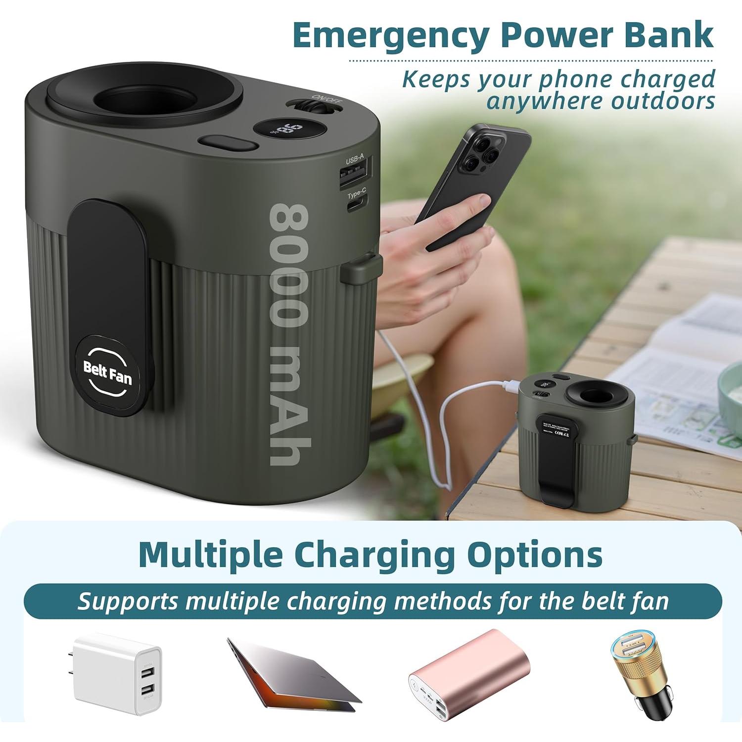 Ventilador Portátil Clip de Cintura CIVPOWER 8000mAh Turbo 5 Velocidades