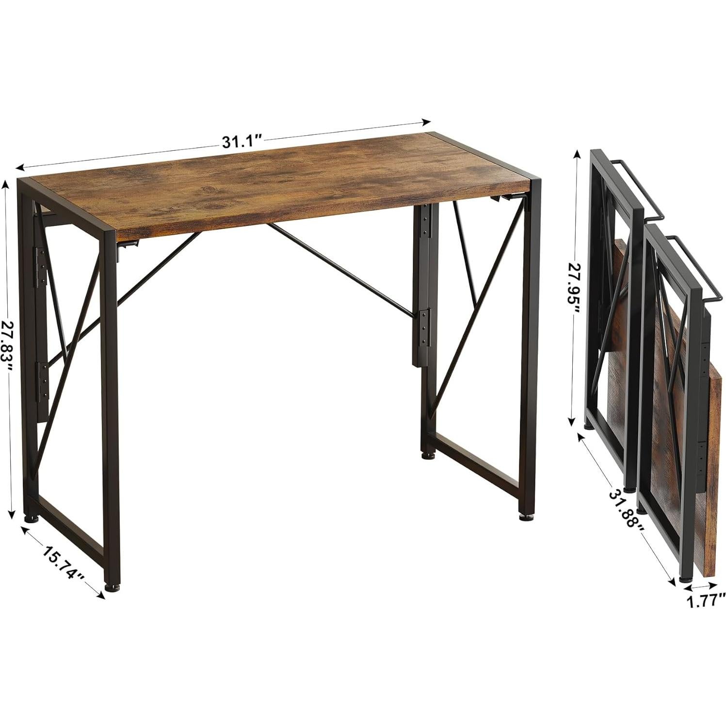 Escritorio Plegable Homeiju KJ7011 80 cm Marrón para Oficina