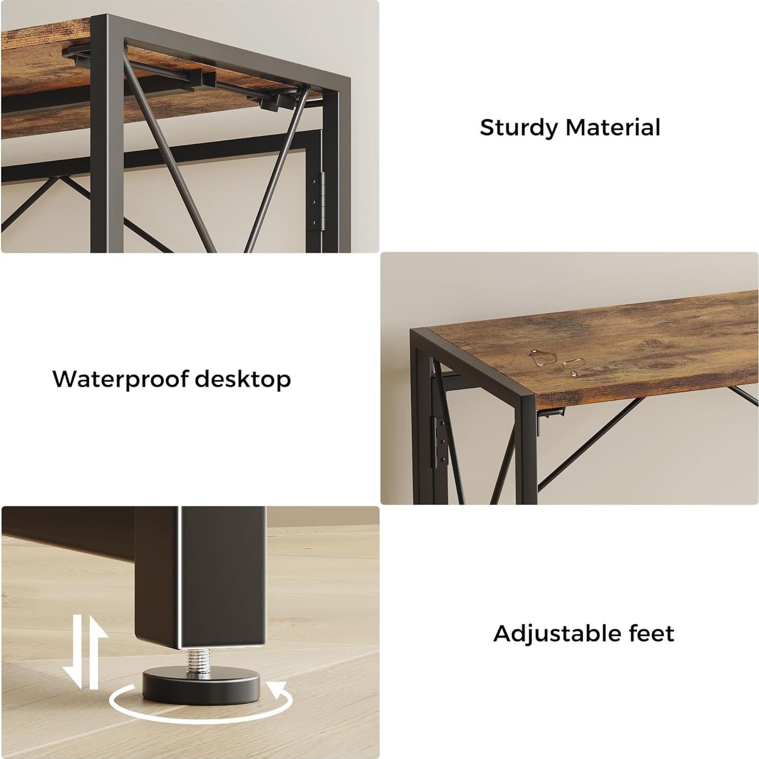 Escritorio Plegable Homeiju KJ7011 80 cm Marrón para Oficina