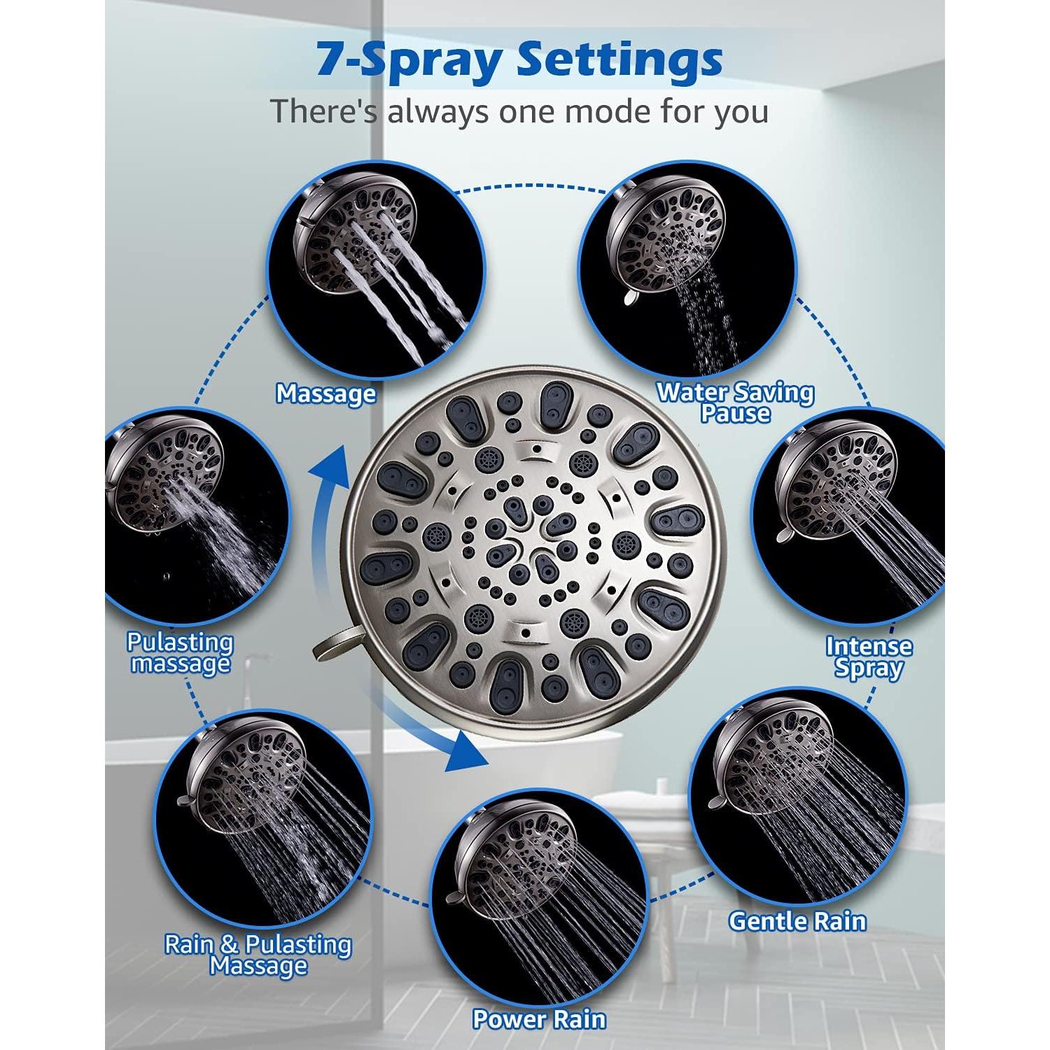 Cabezal de Ducha de Alta Presión VMASSTONE 4.7" 7 Modos