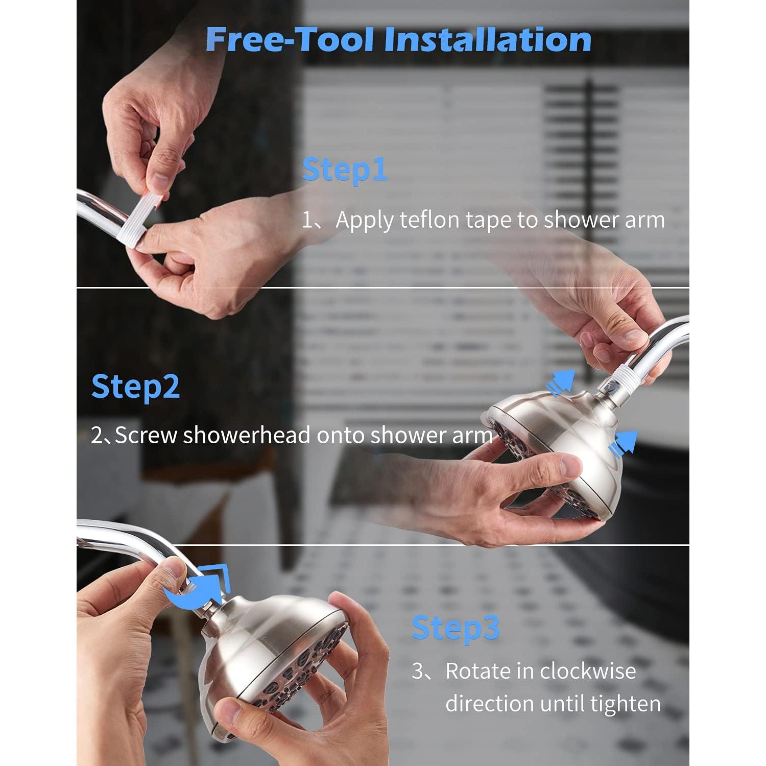 Cabezal de Ducha de Alta Presión VMASSTONE 4.7" 7 Modos