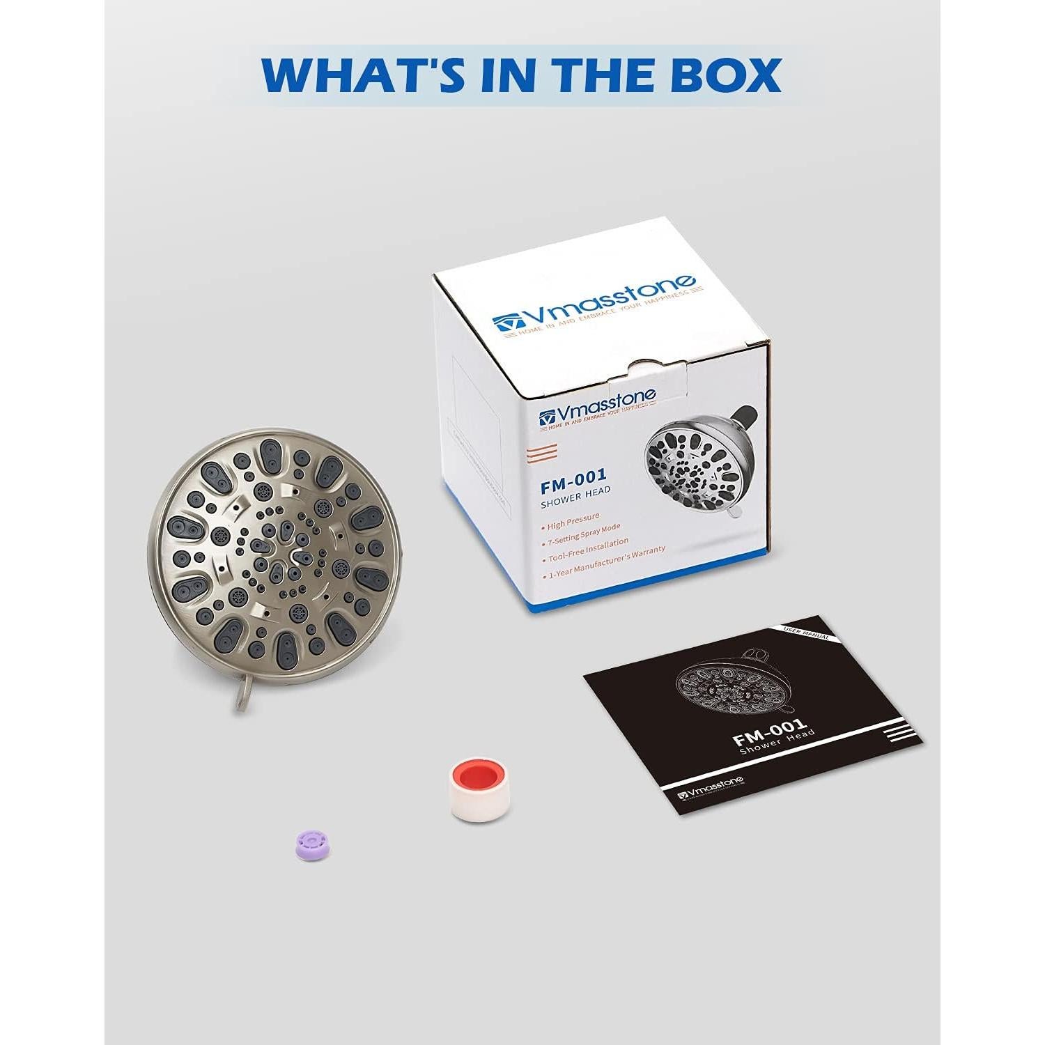 Cabezal de Ducha de Alta Presión VMASSTONE 4.7" 7 Modos