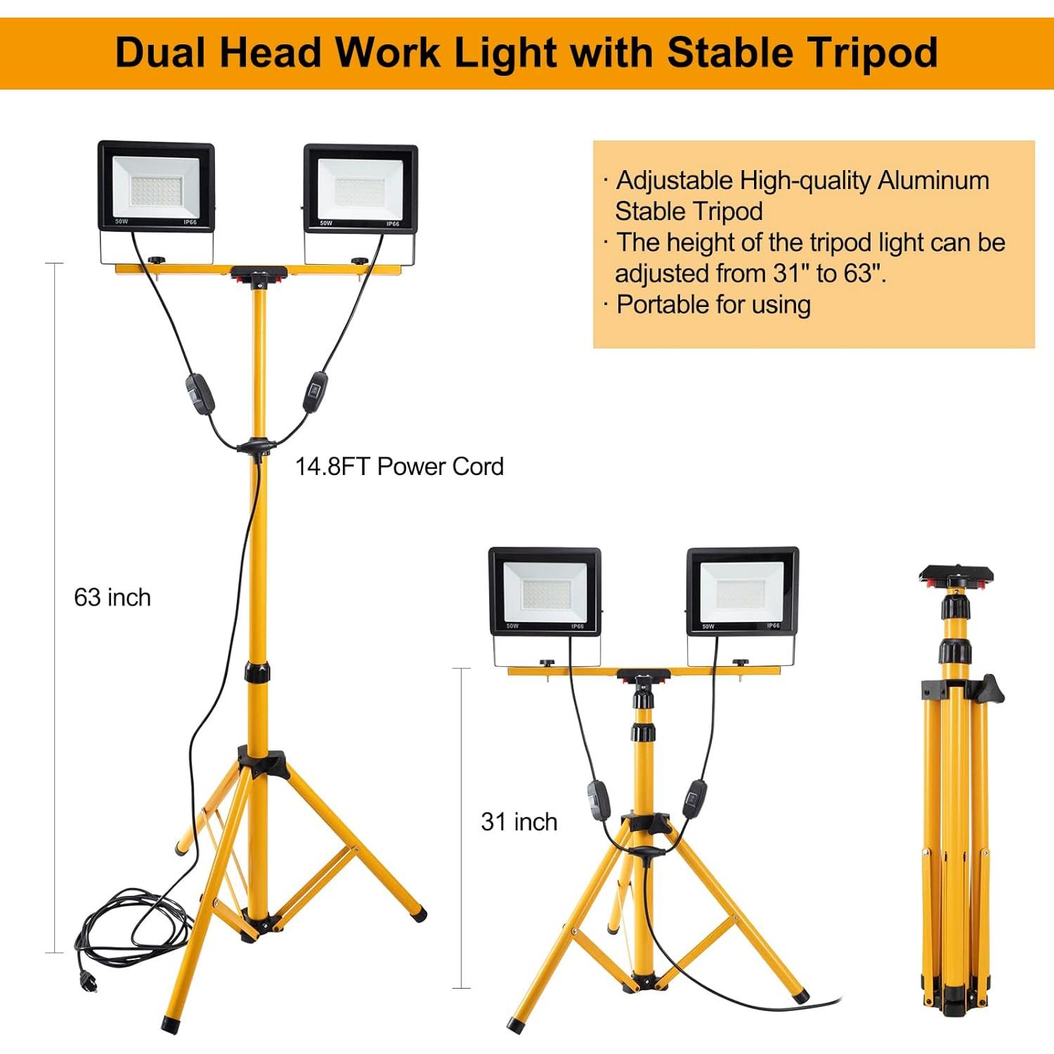 Luz de Trabajo LED 100W ORHOMELIFE 10000 Lumen IP66 Ajustable