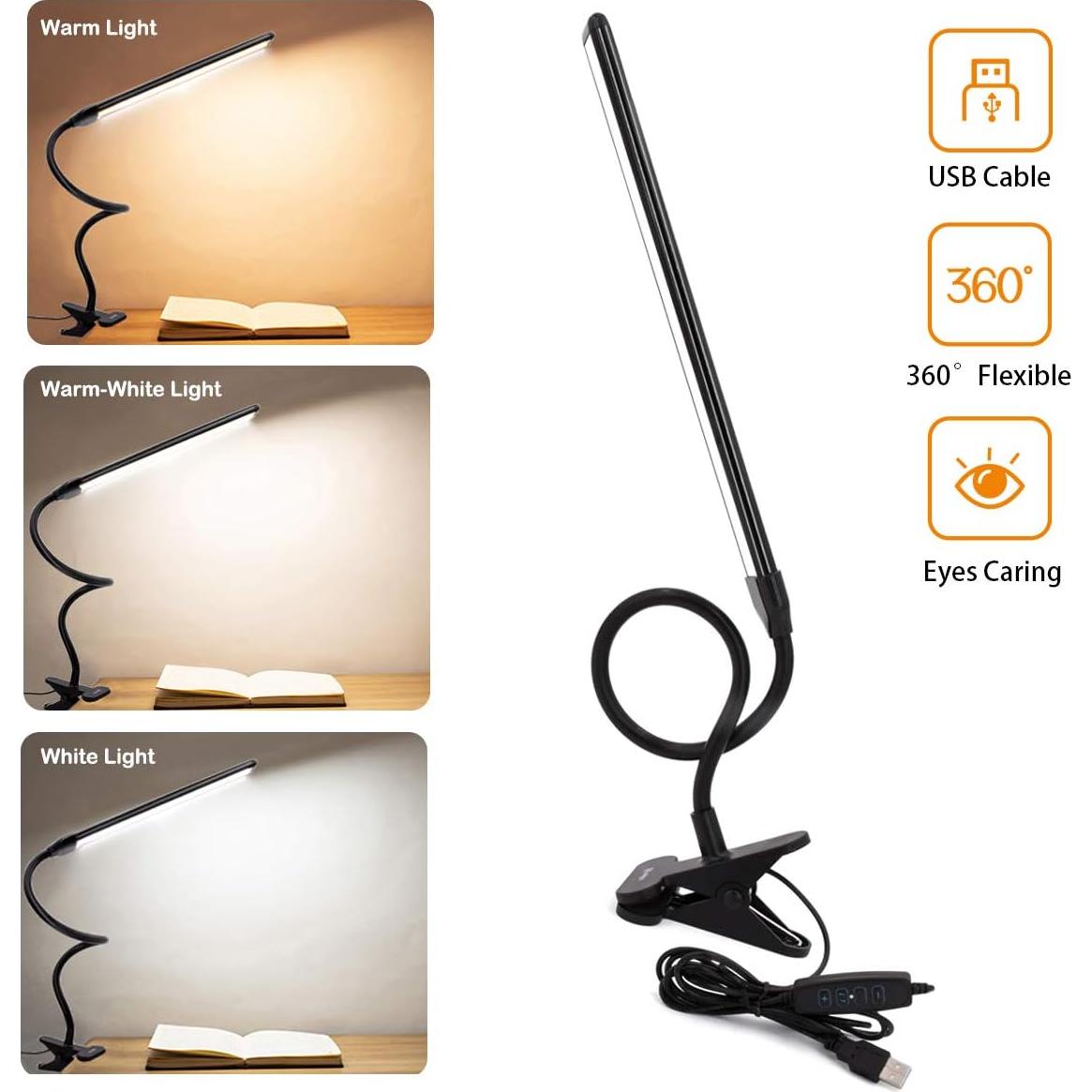 Lámpara de Clip CeSunlight B03 con 3 Temperaturas y 10 Brillos