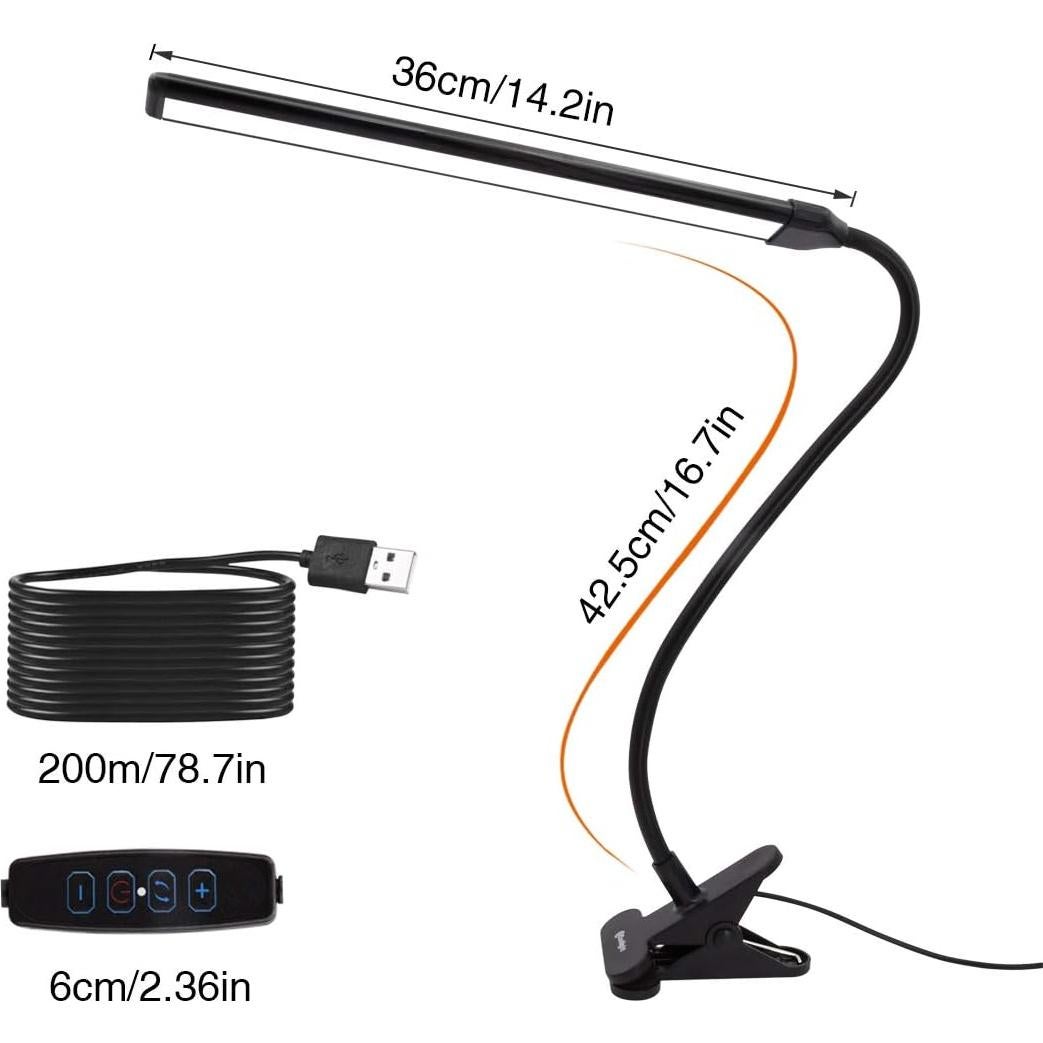 Lámpara de Clip CeSunlight B03 con 3 Temperaturas y 10 Brillos